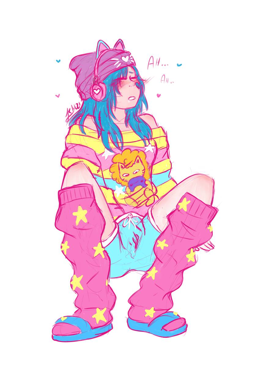 2d, blue hair, cute, dbd, dead by daylight, female, feng min, masturbation, short hair, solo, tagme
