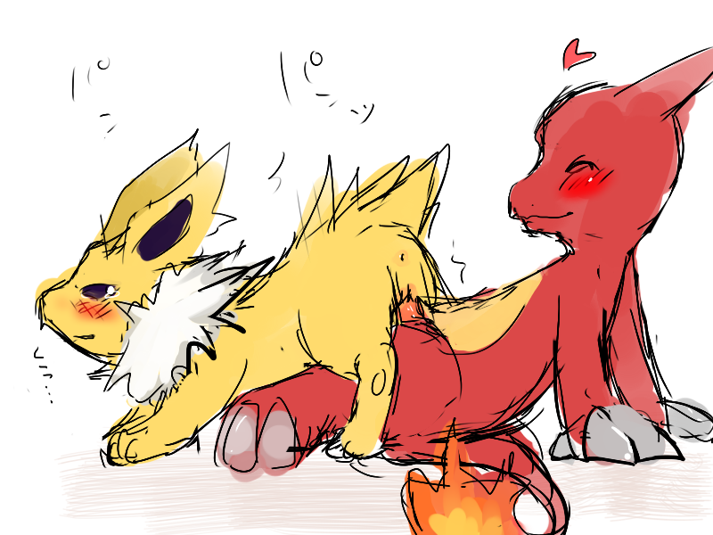 artist_request blush charmeleon claws closed_eyes color eeveelution female fire fur furry_ears heart interspecies jolteon male nintendo nude open_eyes pointy_ears pokémon_(species) pokemon pokemon_(species) red_skin sex side_view sketch straight tail tail_fire vaginal_penetration white_background yellow_fur