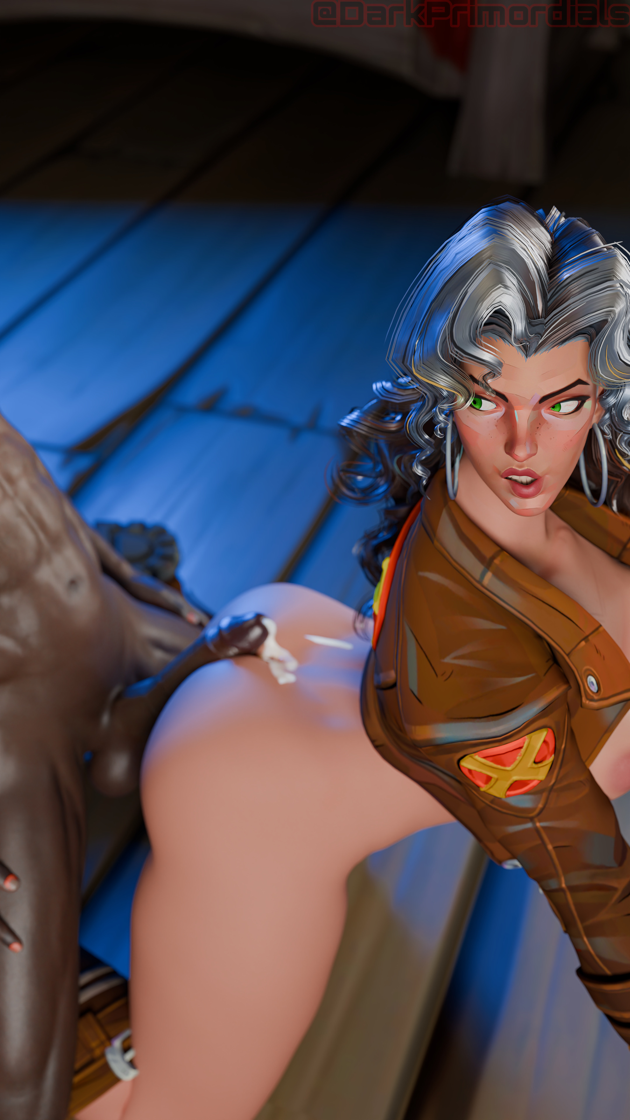 3d, 3d (artwork), 3d model, 3d render, anna marie, ass, blender, cheating, cheating wife, cum, cumshot, dark-skinned male, darkprimordials, exposed hips, green eyes, hip cleavage, hip focus, interracial, marvel, marvel comics, marvel rivals, netease games, netorare, ntr, pale-skinned female, rogue (marvel rivals), rogue (x-men), southern belle, x-men