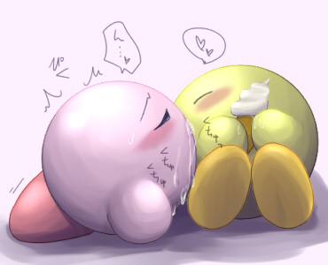 drool_on_face ice_cream irugan keeby kirby kirby_(series) male/ambiguous nintendo tagme