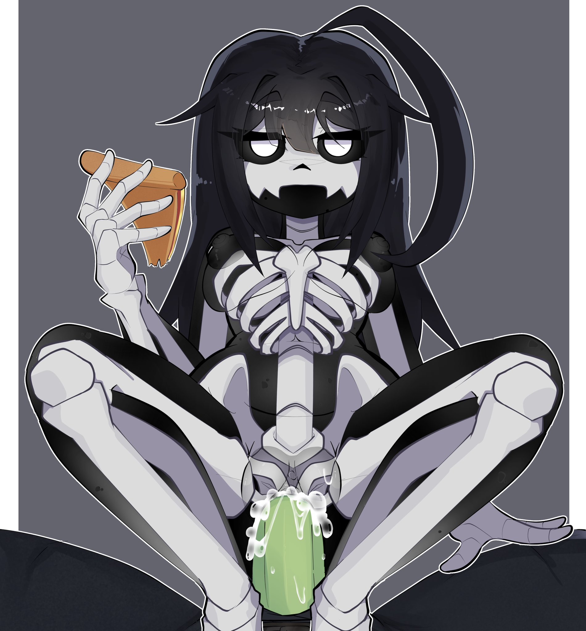 1boy, 1girls, areolae, breasts, female focus, nipples, penis, pizza, pussy, roblox, roblox avatar, robloxian, see-through body, skeleton, tagme, thighs, toxphobia, vaginal penetration