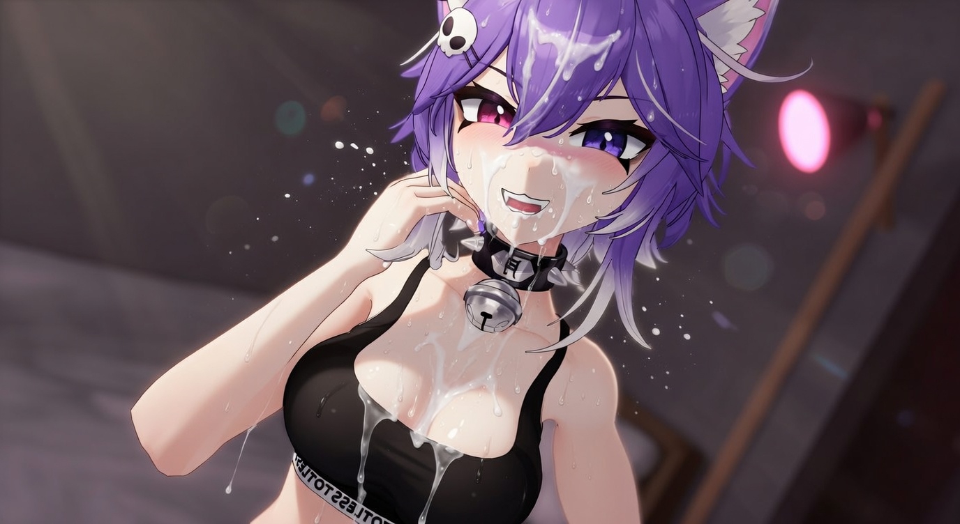 breasts, cleavage, close-up, cum, cum drip, cum on body, cum on breasts, cum on face, female, female focus, female only, kenya vr, large breasts, nude, nude female, solo, solo female, totless, totless (vtuber), tsuki kimura, vrc, vrchat, vrchat avatar, vrchat media, vrchat model