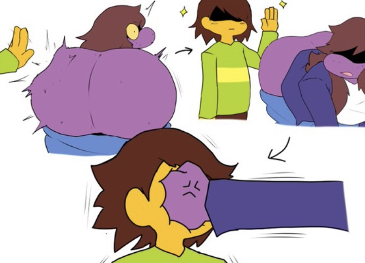 1boy, 1girls, angry, ass, ass slap, big ass, bubble ass, bubble butt, deltarune, enigi09, female, humor, kris (deltarune), kris male (deltarune), male, punch, purple skin, slapping, slapping ass, slapping butt, spanking, straight, susie (deltarune), tagme, thinking, undertale (series), white background, yellow skin