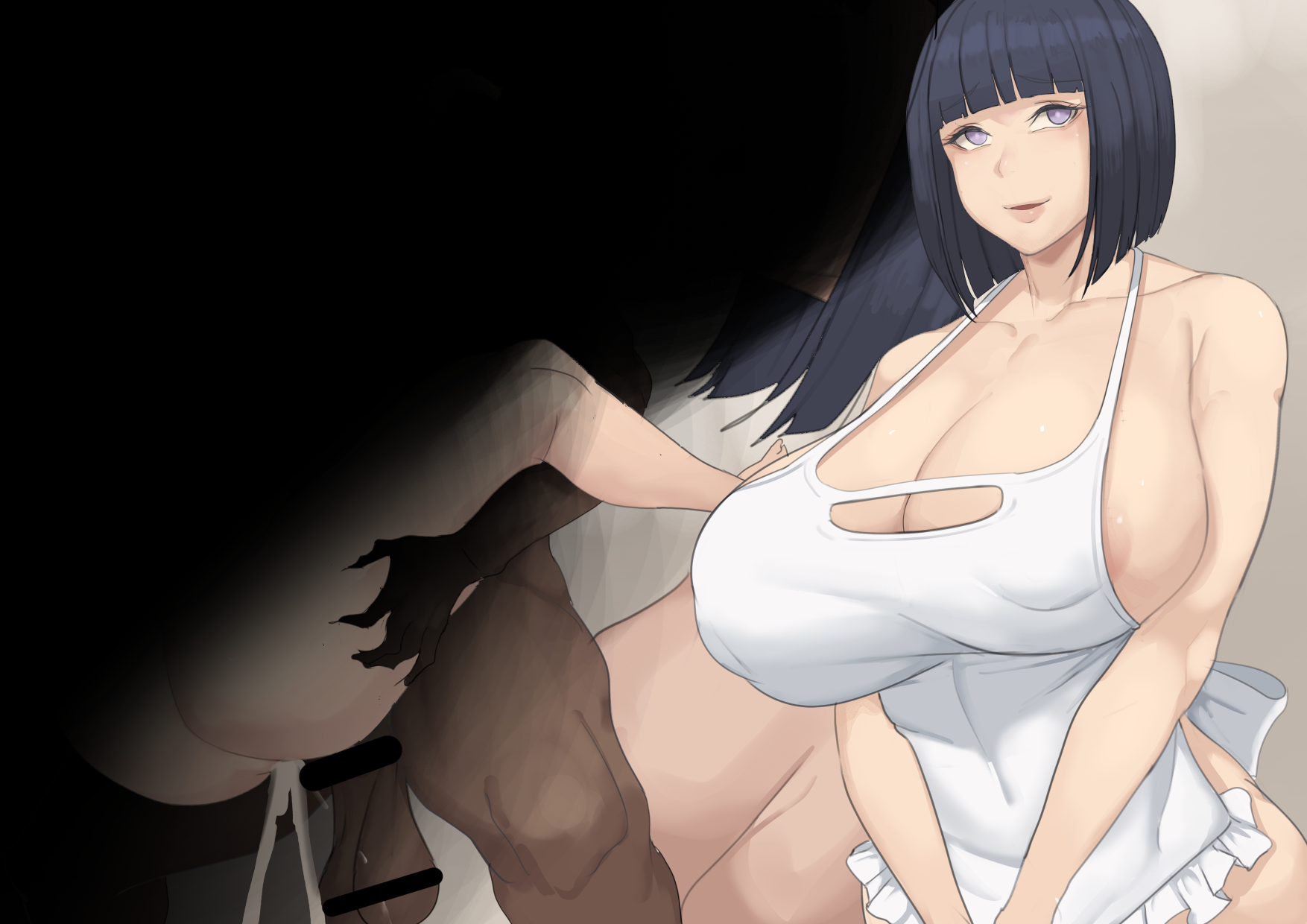 apron, black penis, boruto, boruto: naruto next generations, breasts, censored, cheating, cheating wife, female, huge breasts, huge cock, hyuuga hinata, male, metal owl, naruto, naruto (series), netorare, ntr, penis, uzumaki hinata