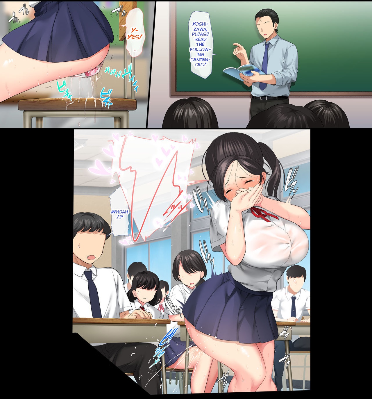 3girls, 5boys, aomizuan, areolae, ass, black hair, blush, breasts, chalkboard, classroom, comic, dildo, dildo sitting, dildo under panties, dripping, dripping pussy, embarrassed, embarrassed nude female, enf, english text, excessive pussy juice, exhibitionism, extreme exposure humiliation, female, female ejaculation, female with female, forced, forced exposure, forced orgasm, huge breasts, humiliation, incha bishoujo wa, tannin ni okasarete mo ikimakuru, large ass, long hair, male, male with female, orgasm, original, panties, ponytail, public, public humiliation, public nudity, pussy, pussy ejaculation, pussy juice, school uniform, schoolgirl, sex toy, shirt, skirt, squirting, student, text, text bubble, vaginal penetration, wide hips