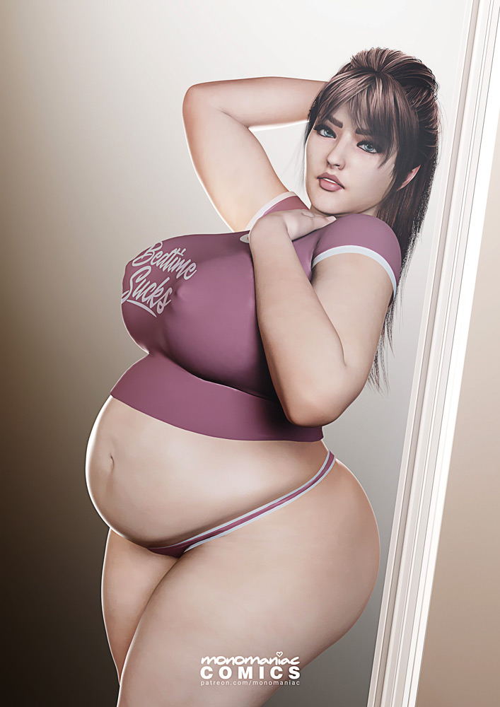 1girls, 3d, big belly, breasts, female, female only, large breasts, looking at viewer, male, monomaniacart, penis, pregnant, solo, thick thighs
