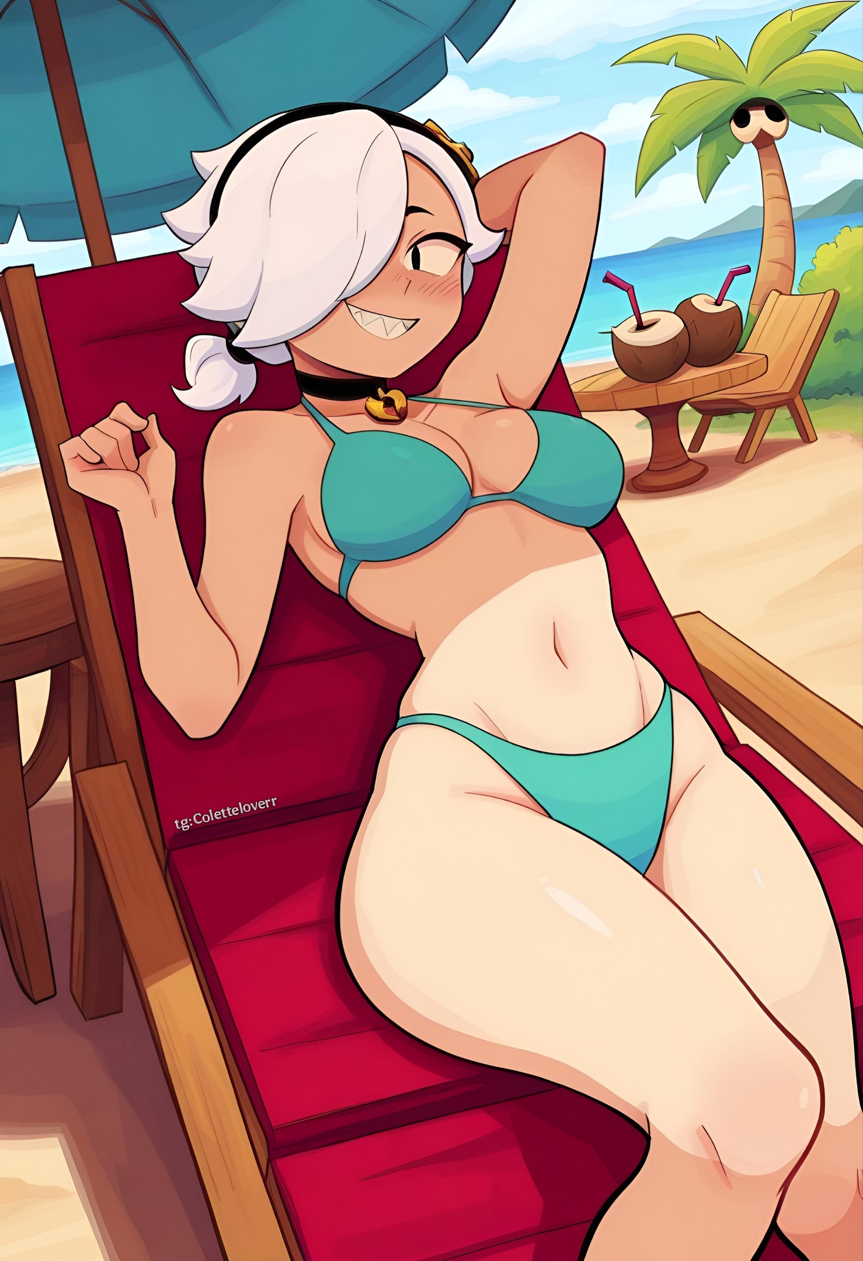 ai generated, beach, bikini, brawl stars, colette (brawl stars), colettelover, female, tagme
