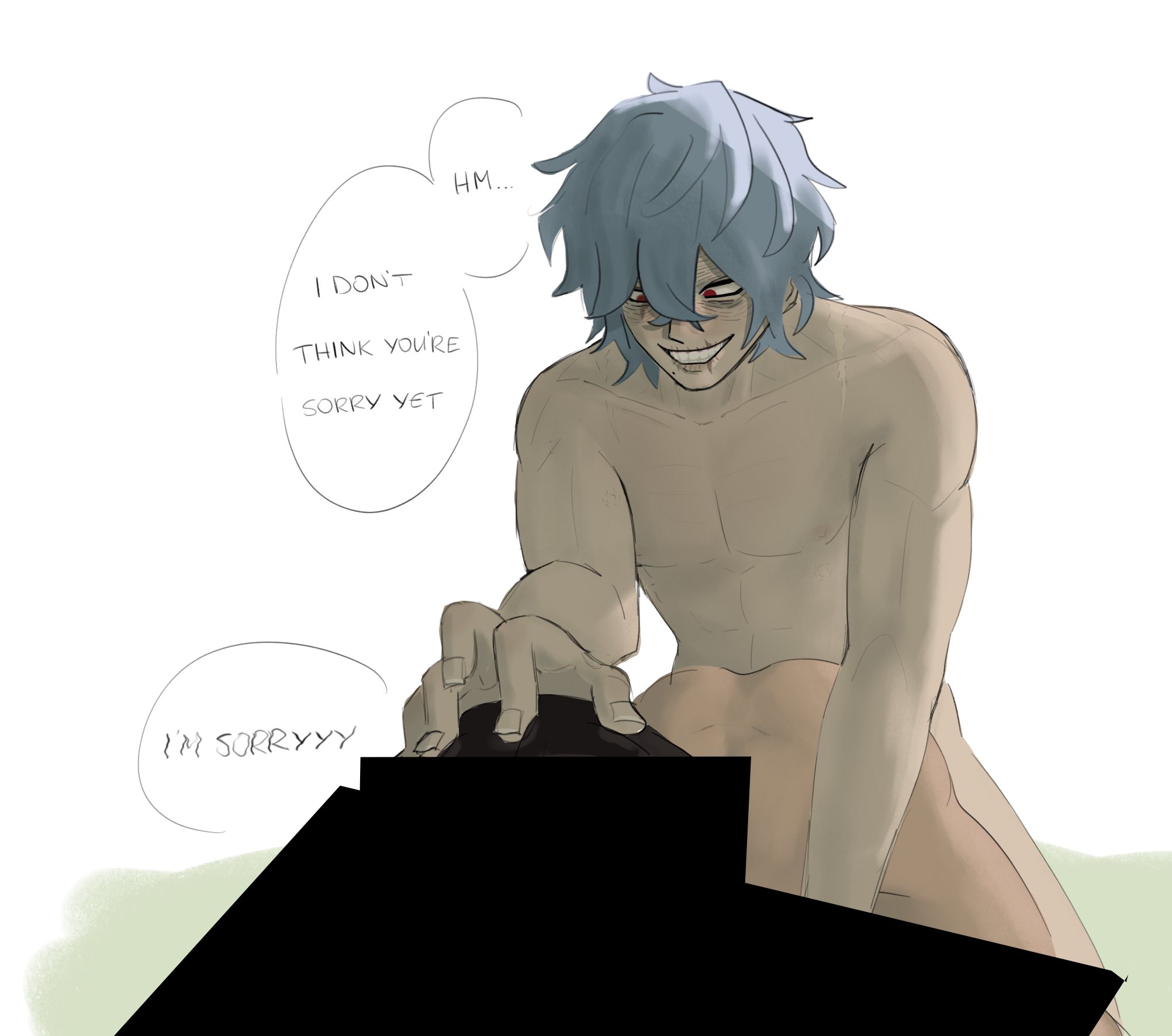 1boy1girl, backshots, blue hair, boku no hero academia, doggy style, female, male, my hero academia, pushing head down, red eyes, self insert, shigaraki tomura, tomura shigaraki