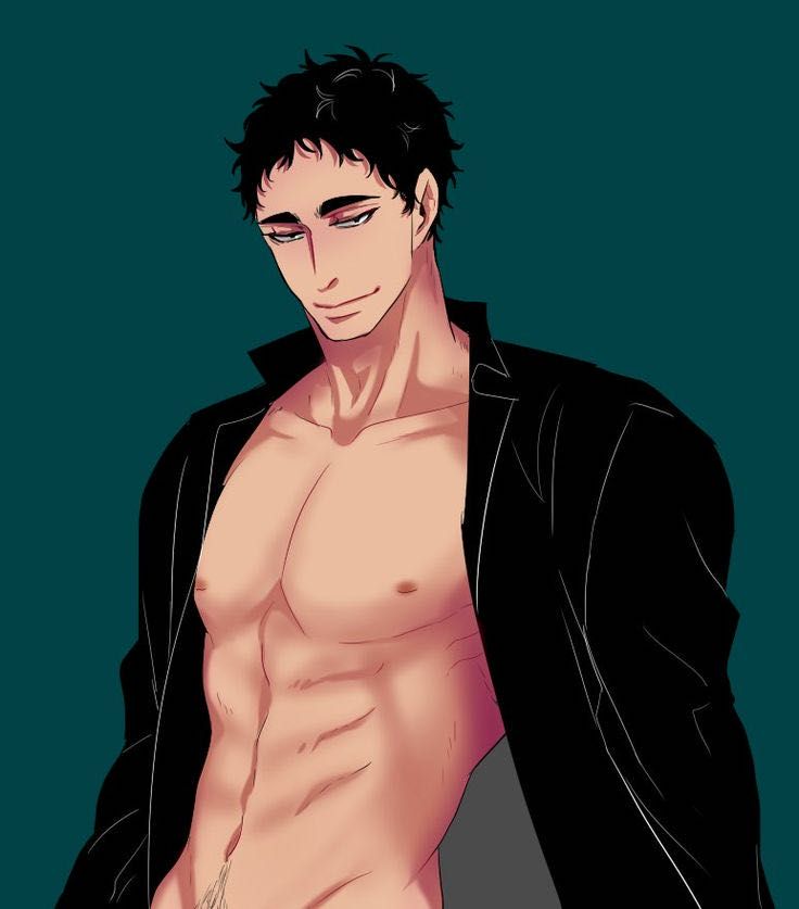 abs black_coat black_eyes black_pubes male_only matsukawa_issei