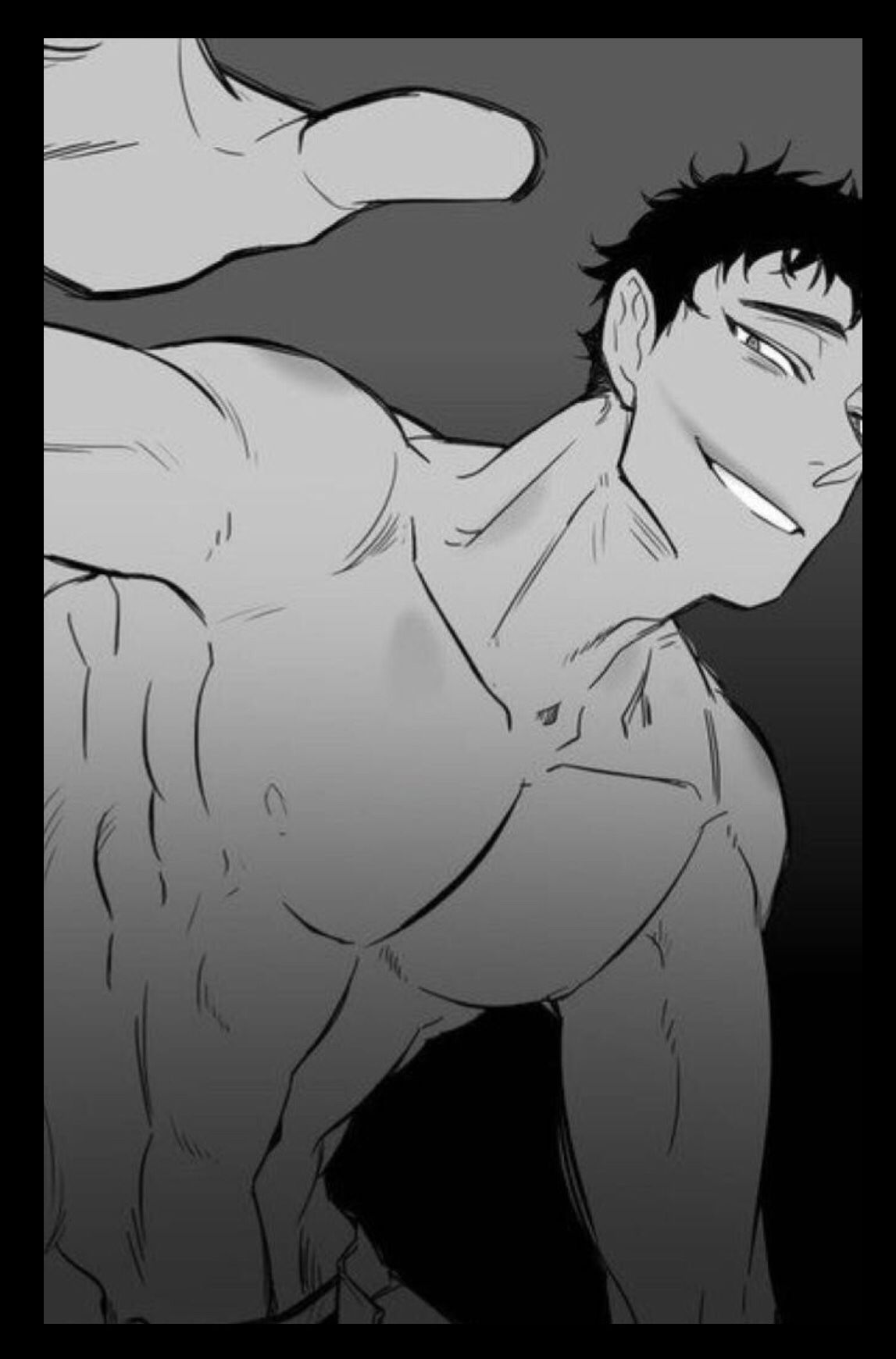 1boy black_and_white black_hair haikyuu!! male male_only matsukawa_issei shirtless smirk tagme