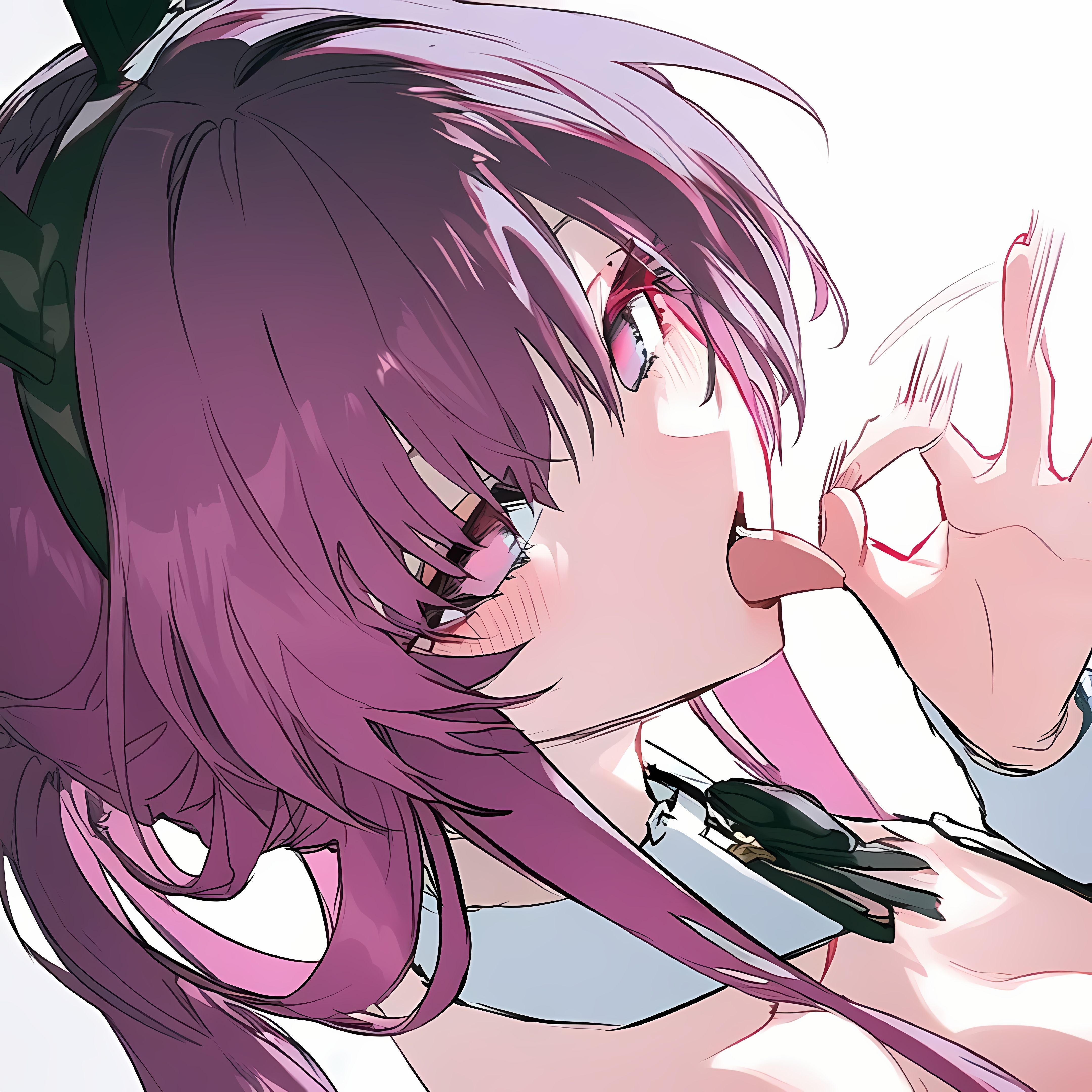 1girls, ai generated, ai slop, artist request, bangs, big breasts, breasts, bunny girl, choker, claw pose, eyebrows visible through hair, eyewear on head, fellatio gesture, female, female only, gloves, honkai (series), honkai: star rail, jacket, kafka (honkai: star rail), large breasts, long hair, looking at viewer, open mouth, purple hair, shirt, solo, tongue, tongue out, white shirt