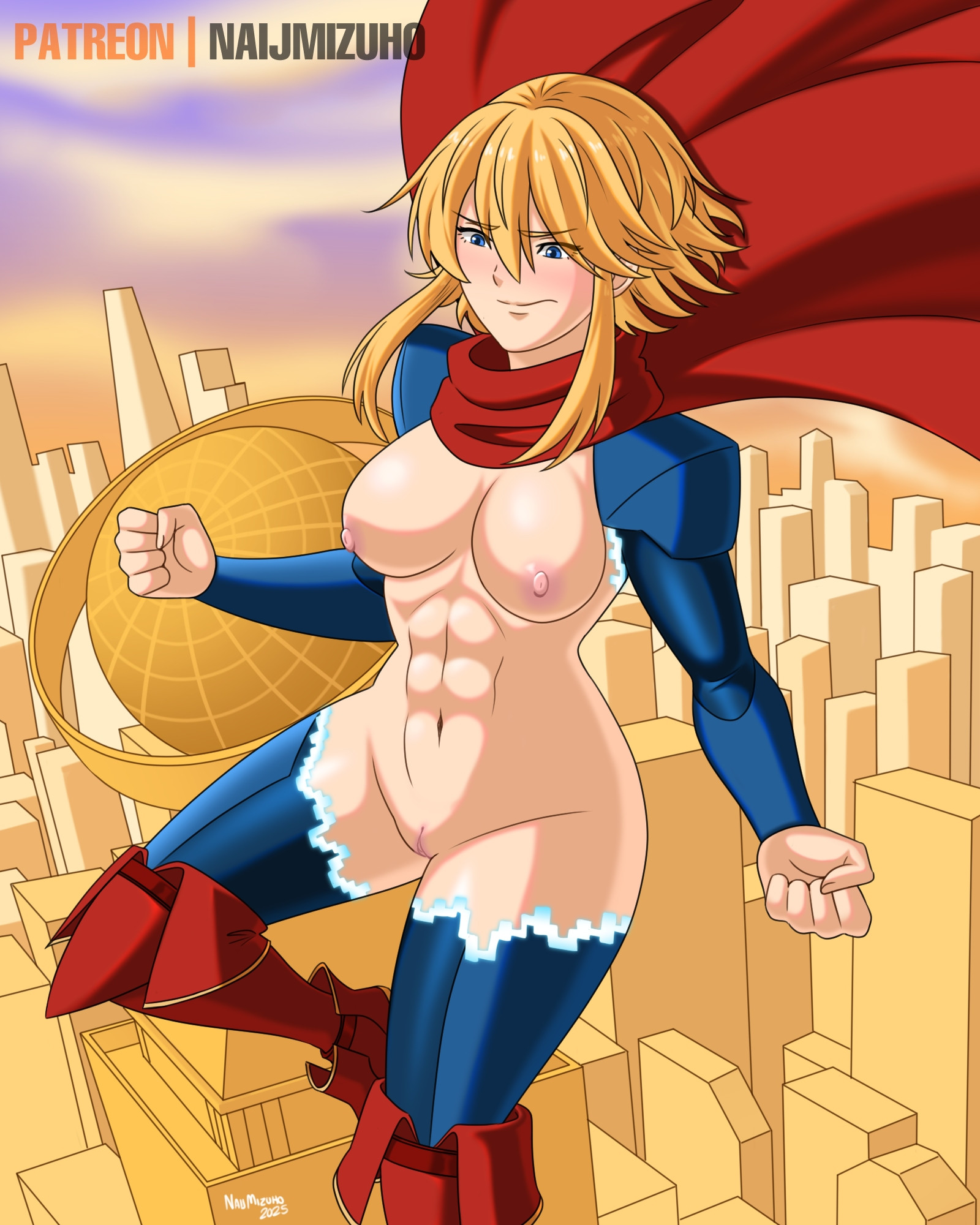 1girls, abs, blush, breasts, dc, dc comics, exposed breasts, exposed pussy, female, kara zor-el, my adventures with superman, naijmizuho, nipples, pussy, super girl, supergirl, supergirl (my adventures with superman), superman (series), tagme, wardrobe malfunction