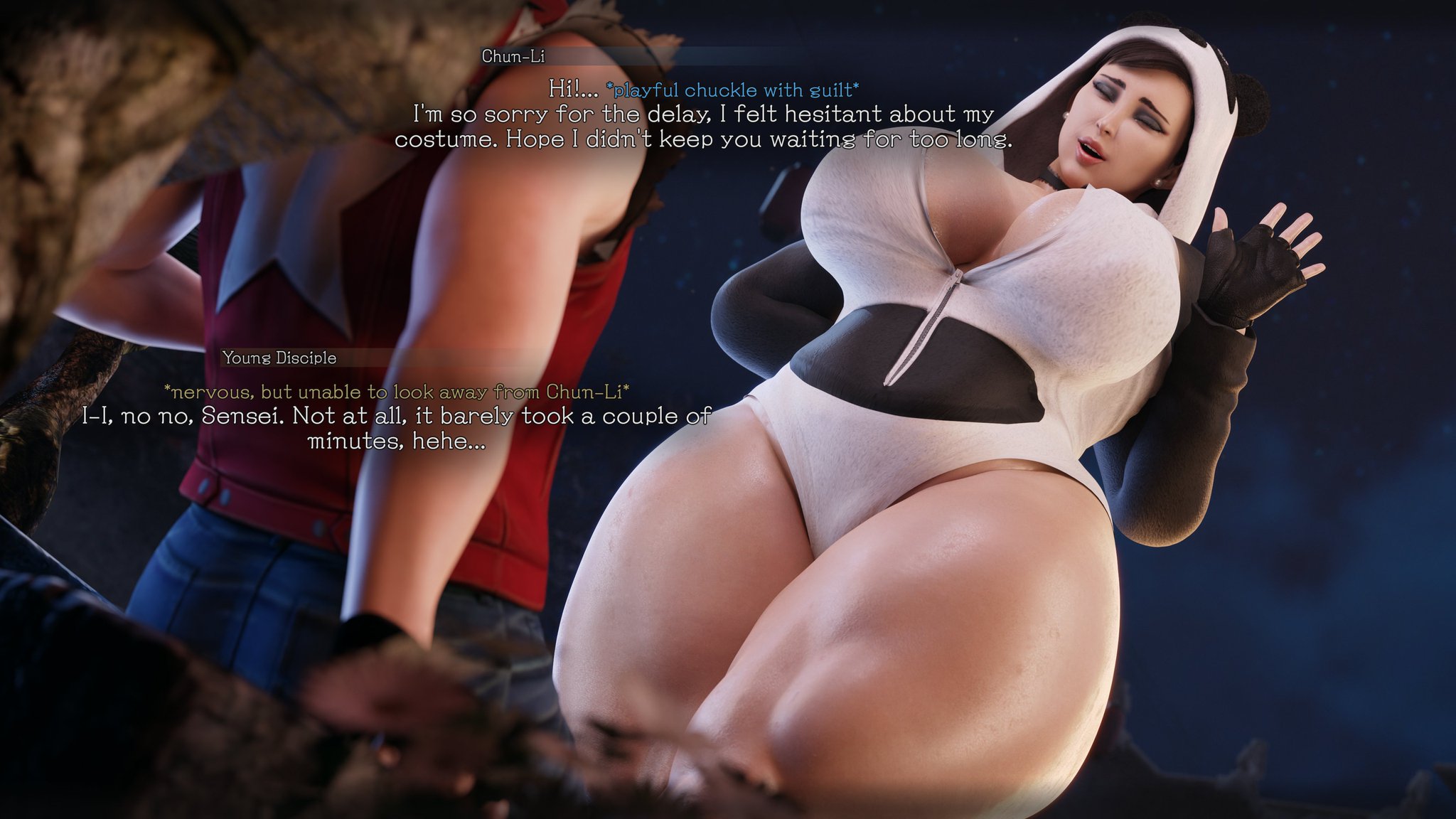 1boy, 1boy1girl, 1girls, 3d, ass, big ass, big breasts, big thighs, breasts, bust, busty, capcom, chest, chun-li, curvaceous, curvy, curvy figure, dialogue, disciple, english text, enormous ass, enormous thighs, fat ass, female, gigantic ass, gigantic thighs, hips, hourglass figure, huge ass, huge breasts, huge thighs, hyper ass, hyper thighs, large ass, large breasts, large thighs, legs, light skin, light-skinned female, male, male/female, master, master and student, mature, mature female, mature figure, older female, older female and younger male, pervertmuffinmajima, plump, plump ass, plump breasts, plump thighs, round ass, sensei, slim waist, straight, street fighter, street fighter 6, student, student and teacher, teacher, teacher and student, text, thick, thick ass, thick hips, thick legs, thick thighs, thighs, voluptuous, voluptuous female, waist, wide ass, wide hips, wide thighs, young disciple (pervertmuffin), younger male