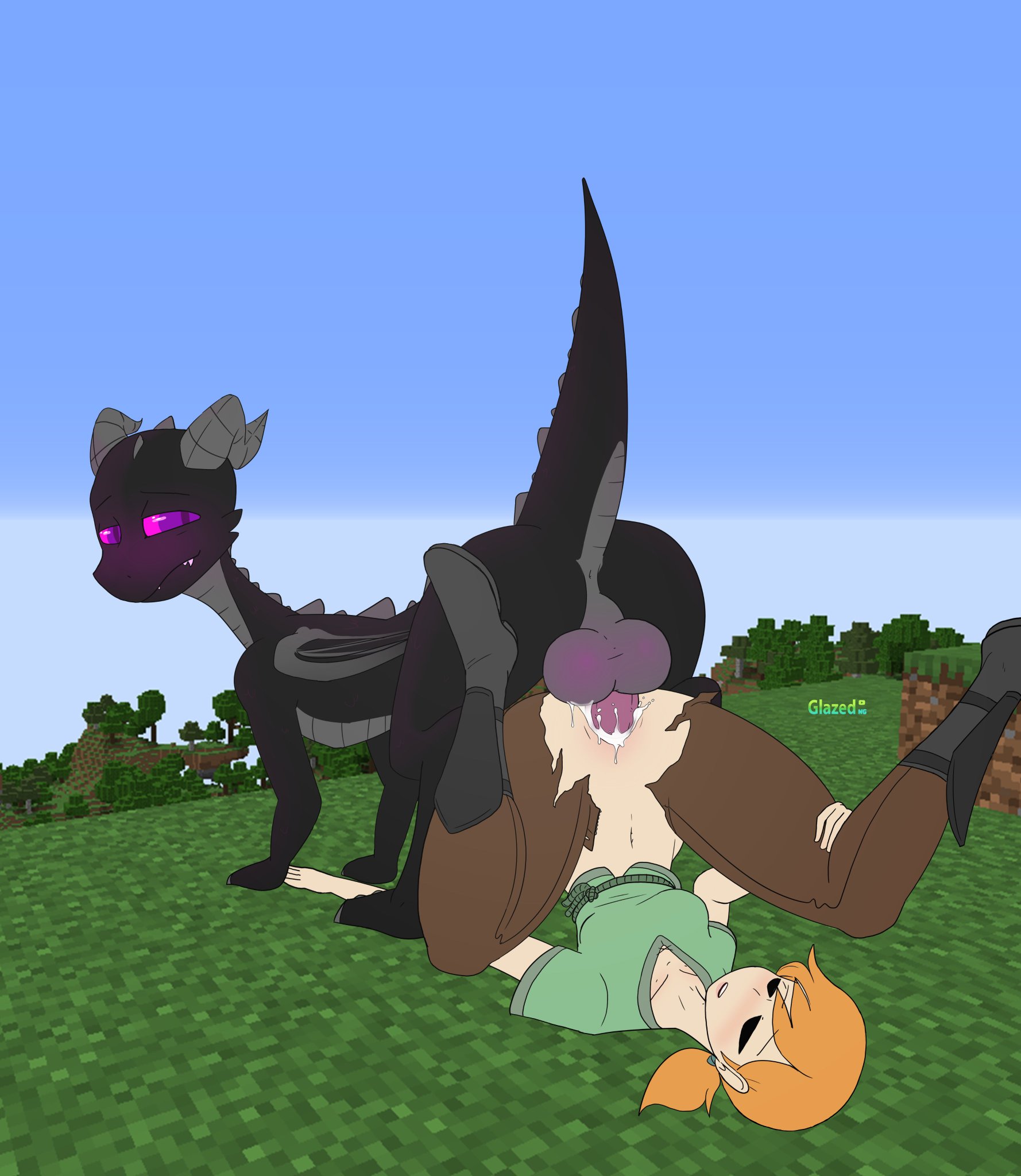 1boy, 1girls, alex (minecraft), animal genitalia, animal penis, beastiality, dragon penetrating female, dragon penetrating human, dragon penis, dragon penis on humanoid, ender dragon, female, genderswap (ftm), glazed (artist), glazedbakery, male, minecraft, minecraft mob, penis, pussy, rule 63, tagme, upside down pussy, upside down sex, zoophilia