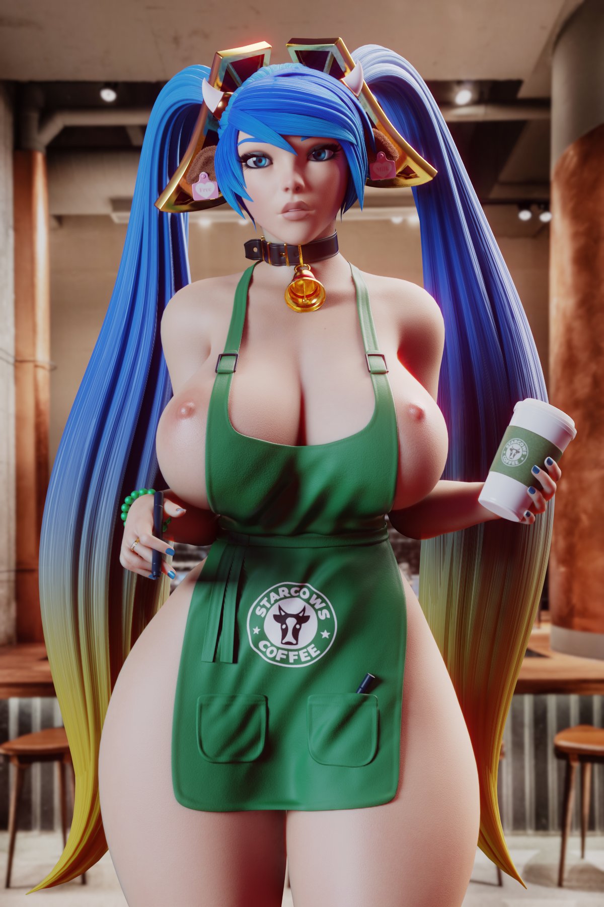 3d big_breasts iced_latte_with_breast_milk league_of_legends meme pedazon_(artist) sona_buvelle tagme