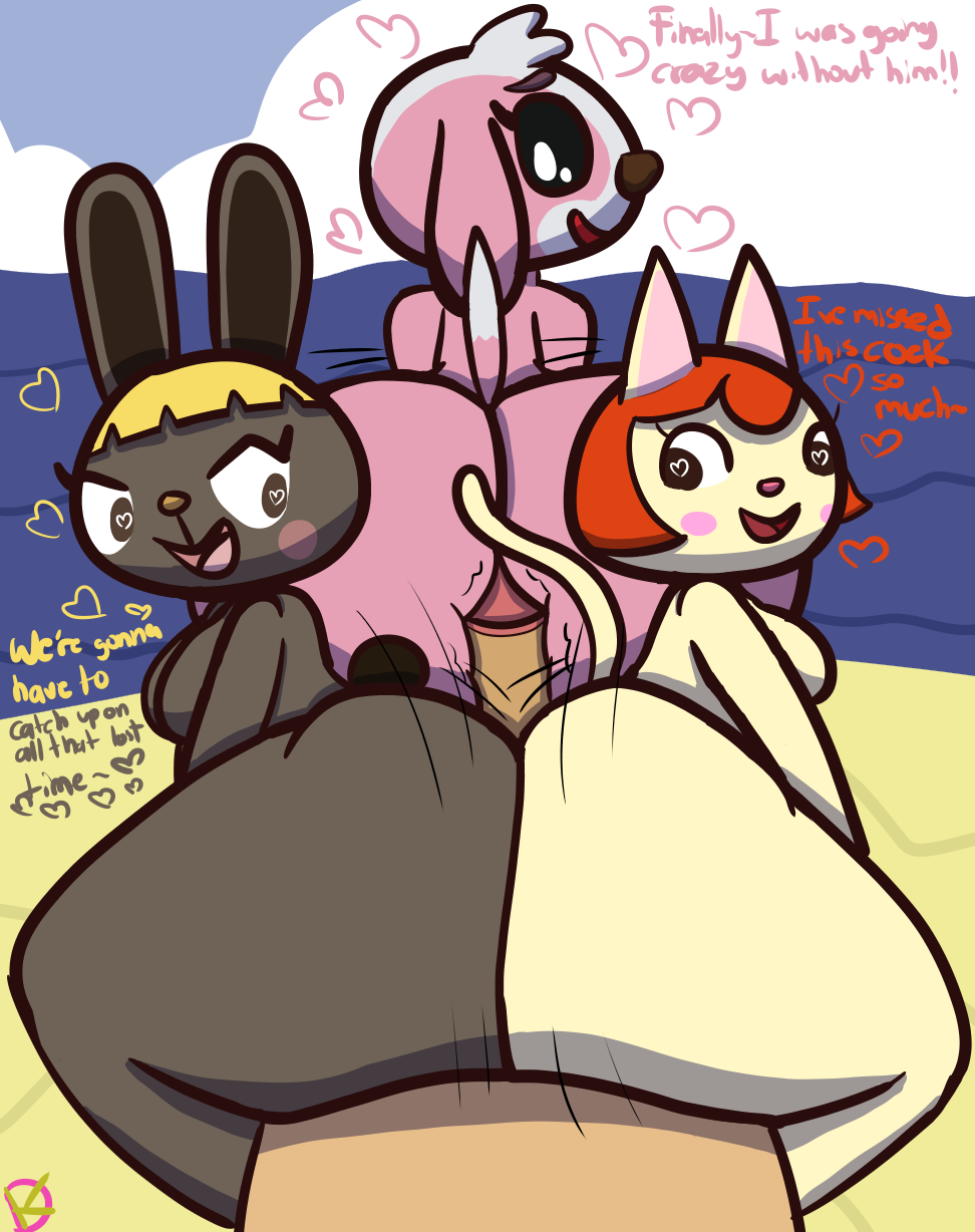 1boy 2021 3girls animal_crossing big_ass bonbon_(animal_crossing) buttjob cookie_(animal_crossing) felicity_(animal_crossing) grinding heart-shaped_pupils hot_dogging huge_ass human_on_anthro klutzatdusk male_human/female_anthro male_on_anthro male_pov nintendo penis_awe pov triple_buttjob unseen_male_face