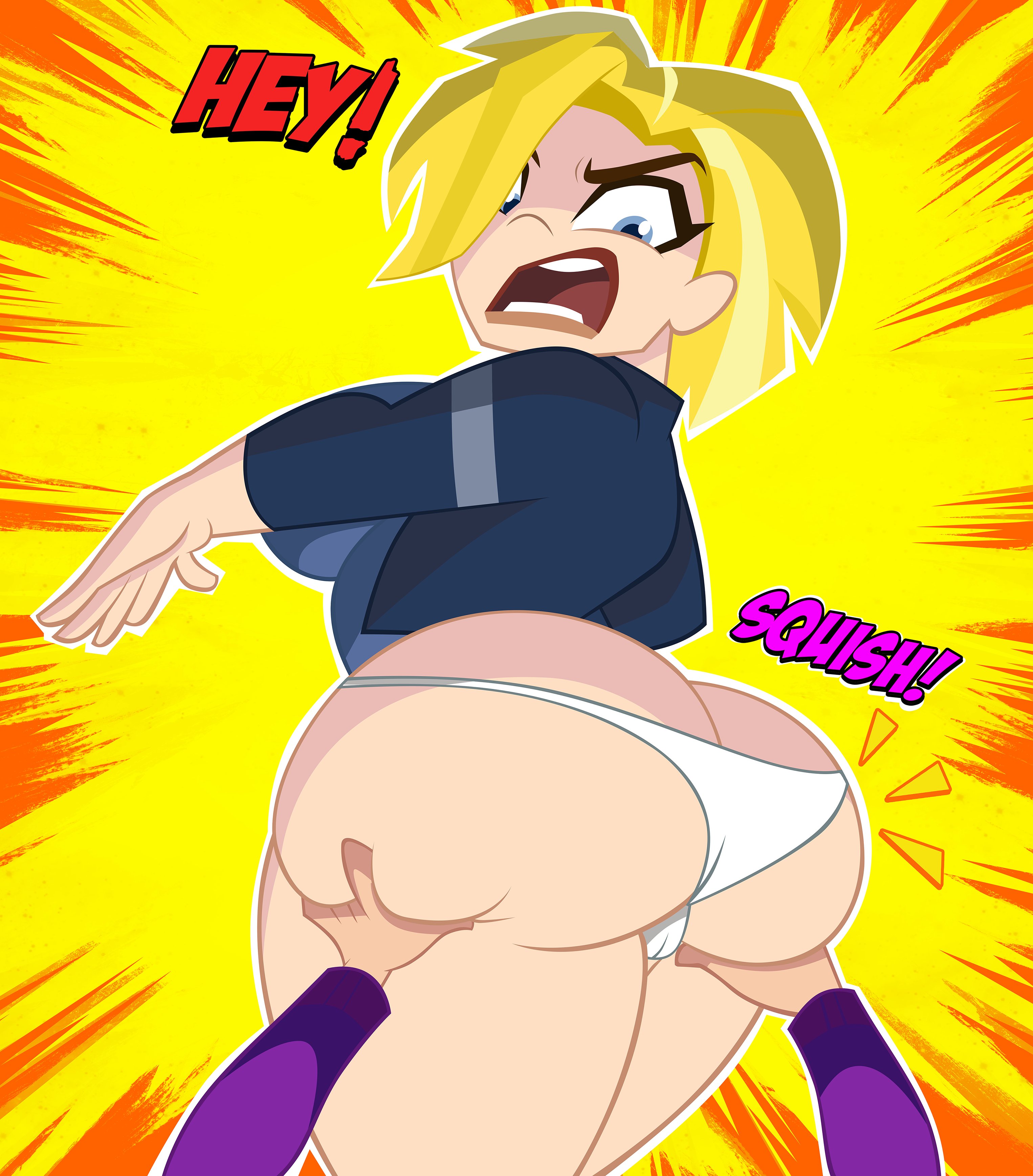 1girls, angry, ass, ass cleavage, ass crack, ass focus, ass grab, barbara gordon, big ass, big butt, bottom heavy, bubble butt, butt crack, dc, dc comics, dc super hero girls, dialogue, fat ass, fat butt, female, female focus, female only, grimphantom, huge ass, huge butt, kara danvers, kara zor-el, kryptonian, large ass, large butt, looking back, no pants, offscreen character, panties, shocked, shocked expression, superheroine, superman (series), surprised, text, thick ass, thick thighs, wide hips, yuri