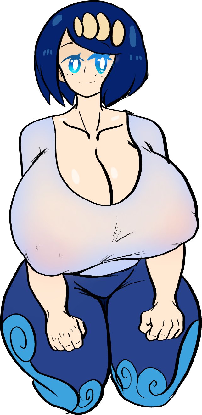 1girls, ass, big ass, big breasts, blue eyes, blue hair, breasts, busty, curvy, female, female only, game freak, hips, lana's mother (pokemon), lemonadepikachu, milf, mob face, mother, nintendo, nipple bulge, pokemon, pokemon sm, voluptuous
