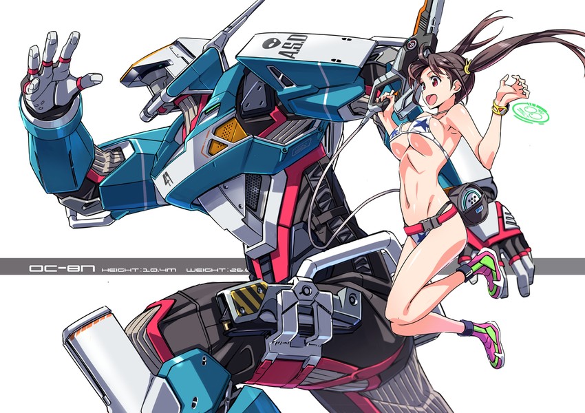 belt bikini bikini_top breasts busty cleavage female mecha midriff nirasawa_hiyoko original pinvise robot skimpy skimpy_clothes suzutsuki_kurara twintails