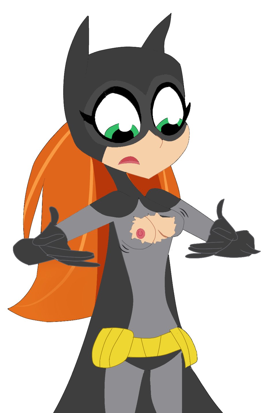 1girls barbara_gordon batgirl breasts costume dc dc_comics dc_super_hero_girls exposed_breasts exposed_nipples female female_only jean_nsfw nipples ripped_clothing solo