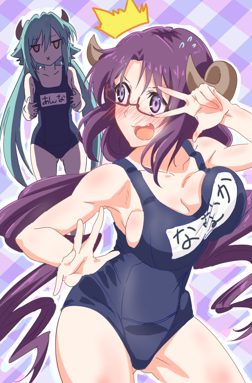 anna_(princess_connect!) nanaka_(princess_connect!) princess_connect! princess_connect!_re:dive seryu_oekaki swimsuit twintails