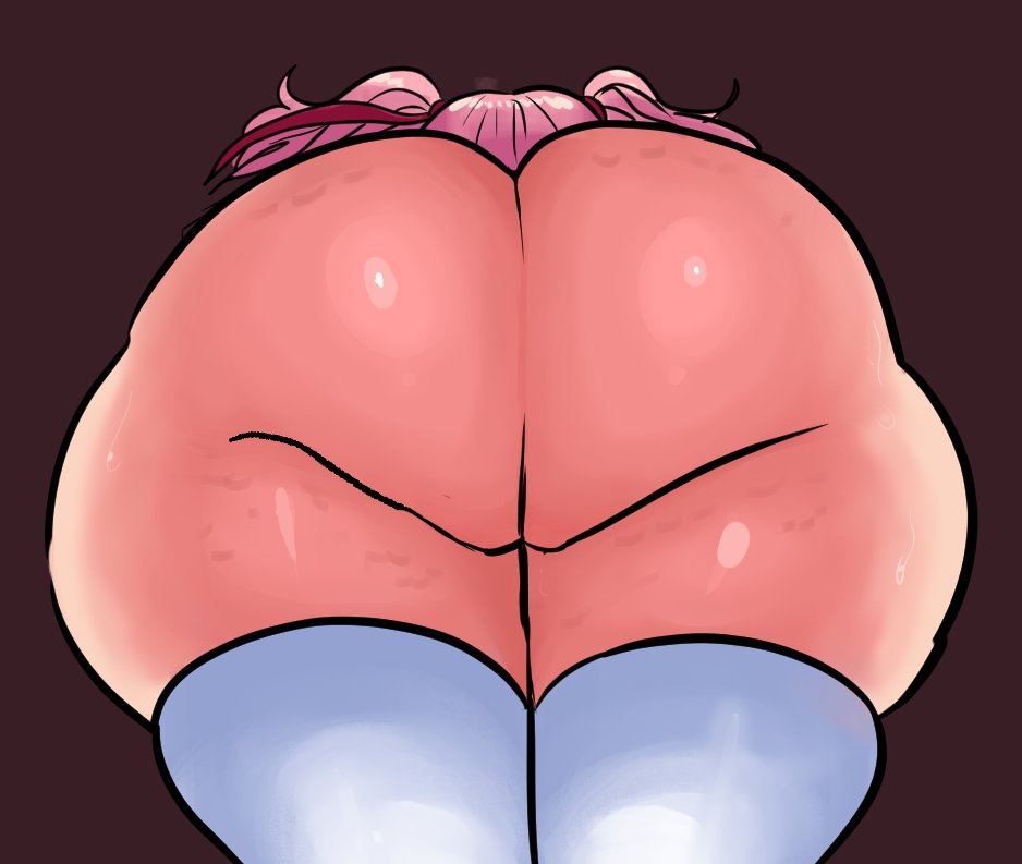 ass, big ass, doki doki literature club, facesitting, facesitting pov, fat ass, female, huge ass, huge thighs, imminent facesitting, lemonadepikachu, natsuki (doki doki literature club), no panties, pov, school uniform, solo, textless, thick thighs