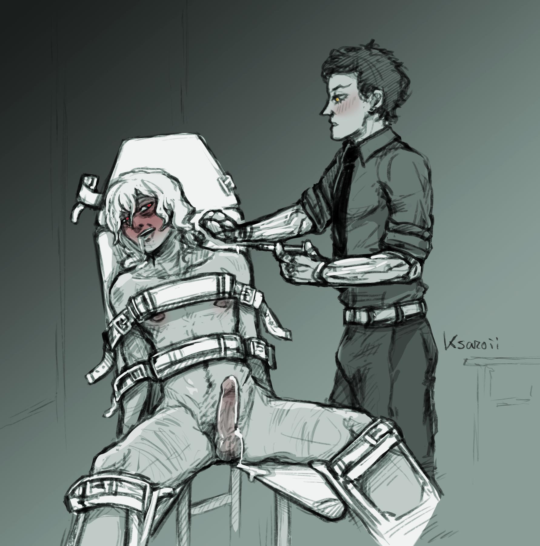 balls, chisaki kai, cum, gay, kai chisaki, ksaroii, male, medical, medical play, my hero academia, overhaul, penis, shigaraki tomura, strapped down, syringe, tagme, testicles, tied up, tomura shigaraki