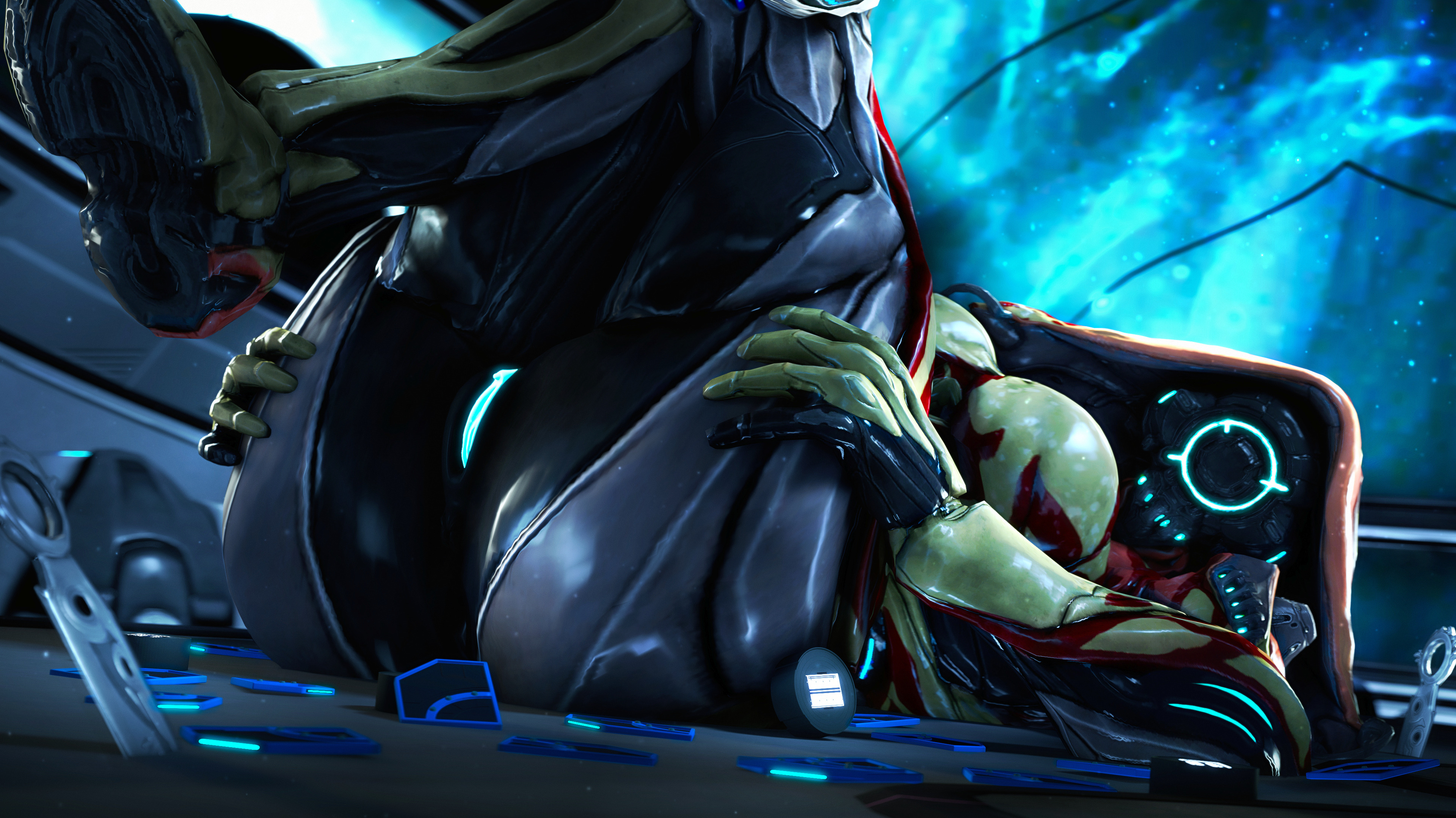 3d, alien, alien girl, armor, ass, athletic, athletic female, female, hbnoob, ivara (warframe), pussy, robot girl, tagme, warframe