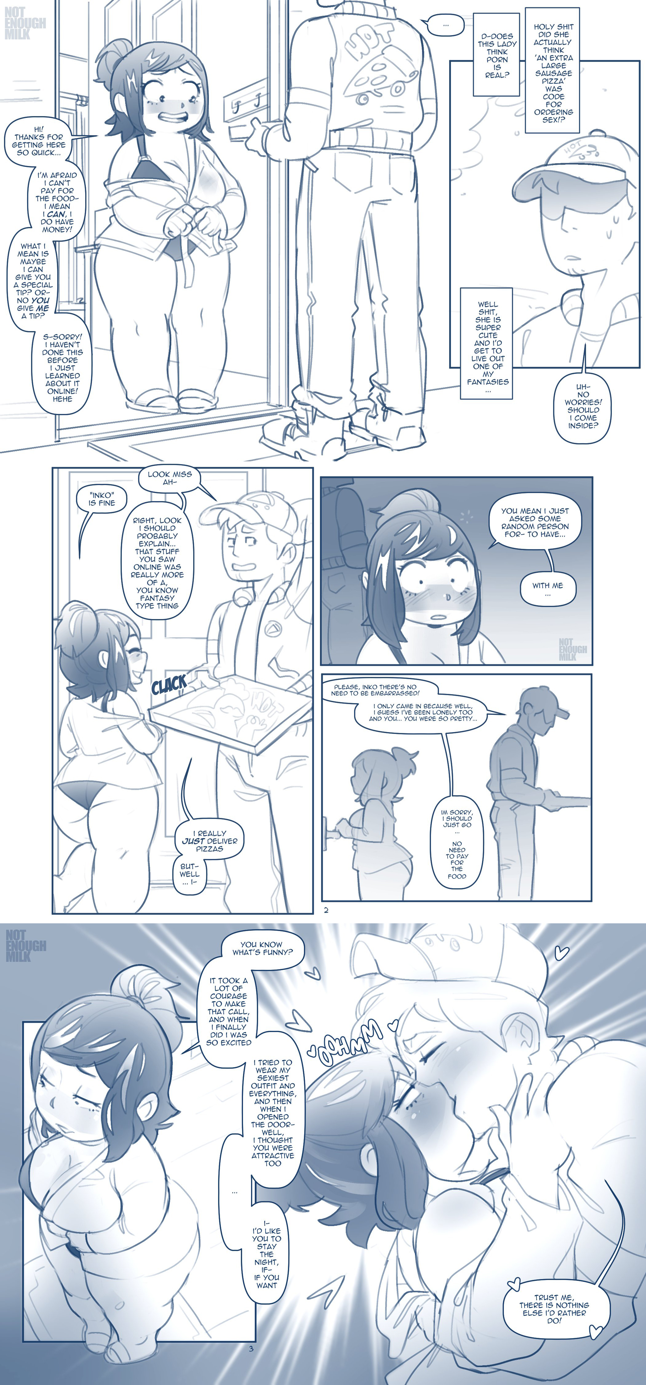1boy, 1girls, ass, big ass, big breasts, blush, breasts, comic, dialogue, female, hat, inko midoriya, kissing, large breasts, male, mature female, medium hair, milf, monochrome, mother, my hero academia, not enough milk (artist), panties, rolling eyes, sandals, short hair, size difference, smaller female, speech bubble, standing, text, thick thighs, thighs