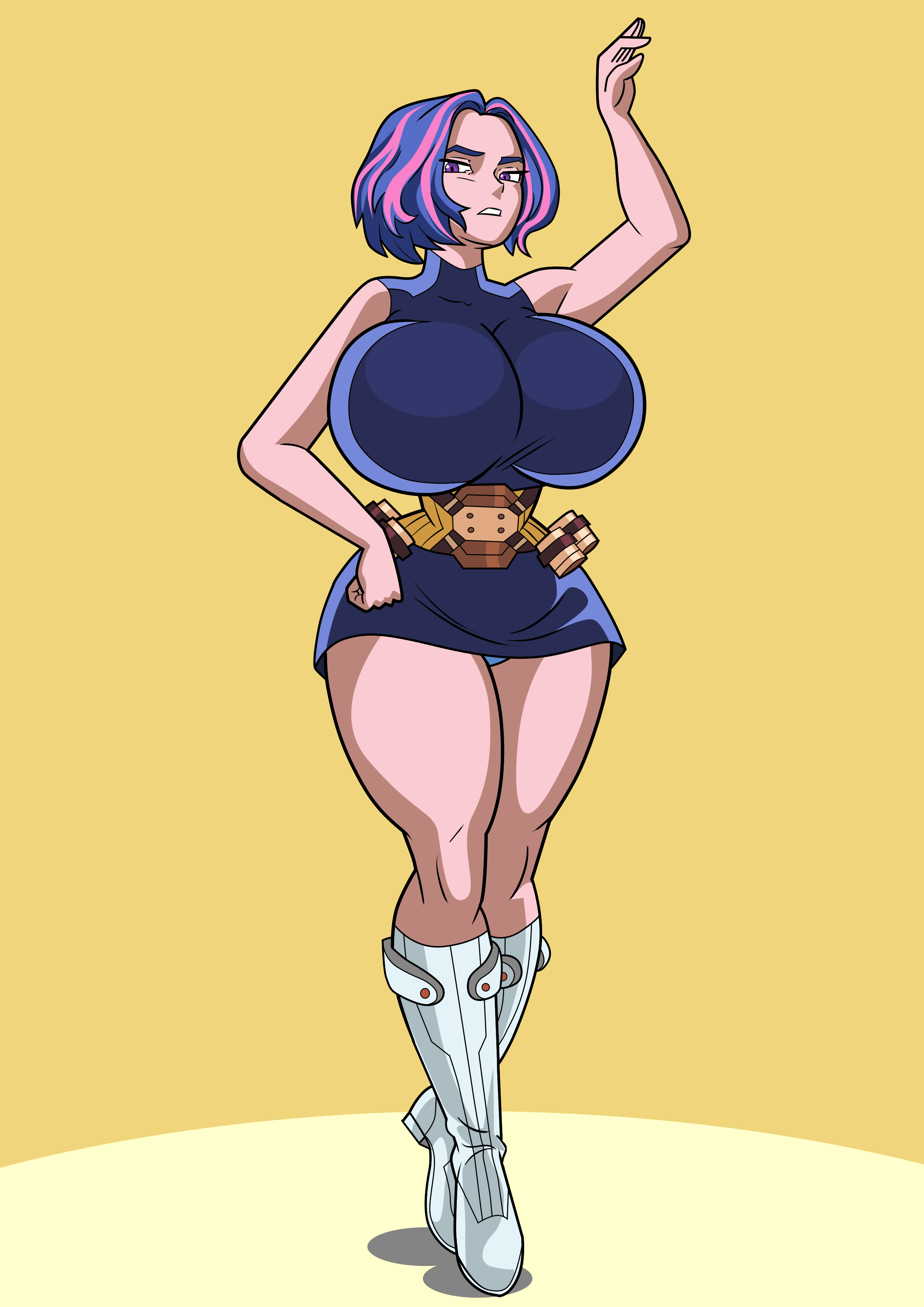 1girls, art-2u, big breasts, bob cut, breasts, busty, curvy, female, female only, hourglass figure, huge breasts, kaina tsutsumi, lady nagant, large breasts, mature female, my hero academia, solo, voluptuous, wide hips