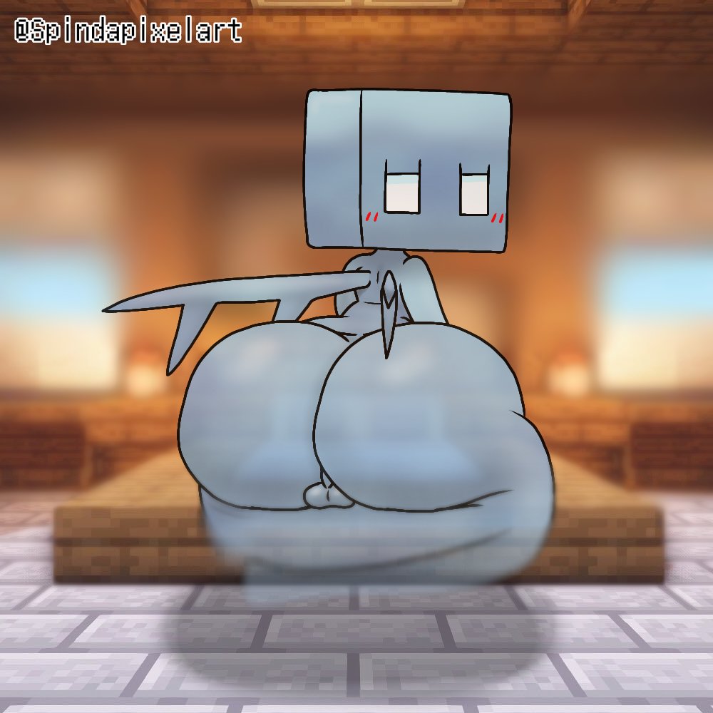 1:1 2022 allay_(minecraft) ass axoarts backsack balls big_butt blue_body blush empty_eyes genitals ghost huge_butt inside looking_at_viewer looking_back looking_back_at_viewer male male_only microsoft minecraft mob_vote mojang nude presenting presenting_hindquarters rear_view small_balls solo spindapixelart spirit video_games xbox_game_studios