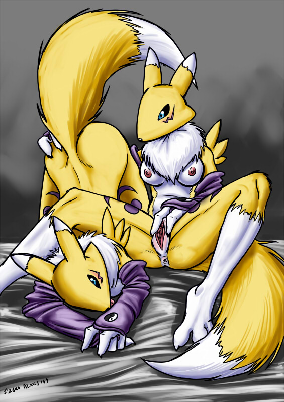 anthro breasts color digimon female female_only fur furry multiple_females nude renamon s0lar1x tagme vulva