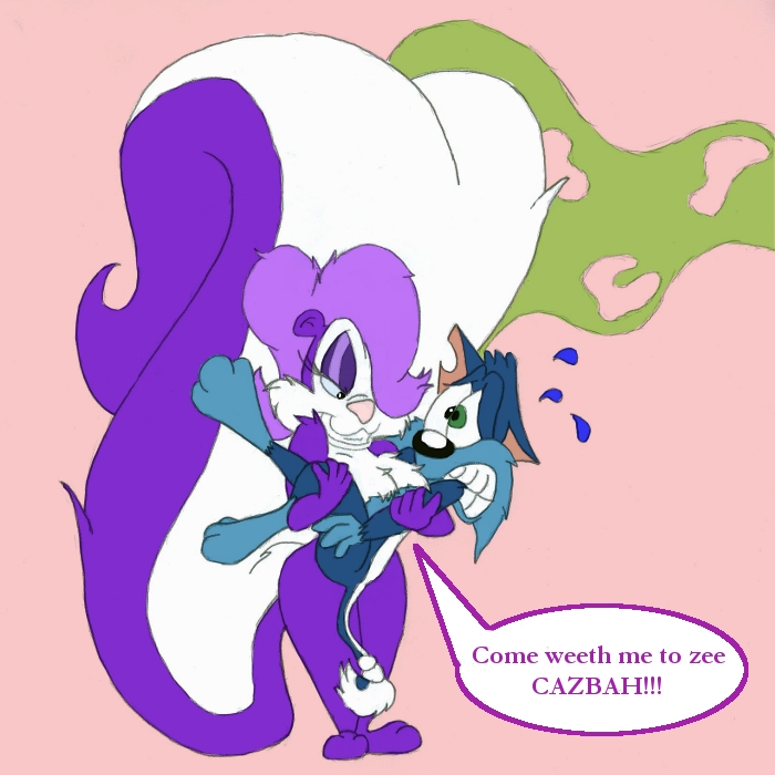 carrying cat female fifi_la_fume furrball interspecies male nude skunk standing straight tagme tiny_toon_adventures toony