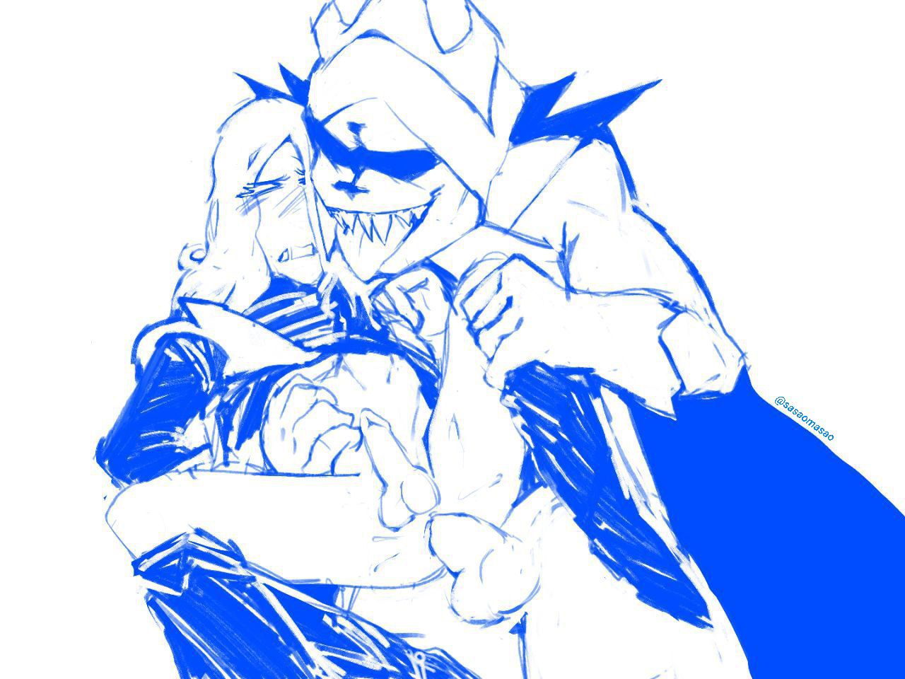 2boys, anal, anal insertion, anal penetration, anal sex, ass fuck, balls, bottomless, cock, deltarune, domination, duo, femboy, gay, gay sex, huge cock, king spade, legs apart, legs up, male, male only, monster, muscular, muscular male, penetration, penis, rouxls kaard, sharp teeth, sketch, spread legs, tongue, tongue out, yaoi