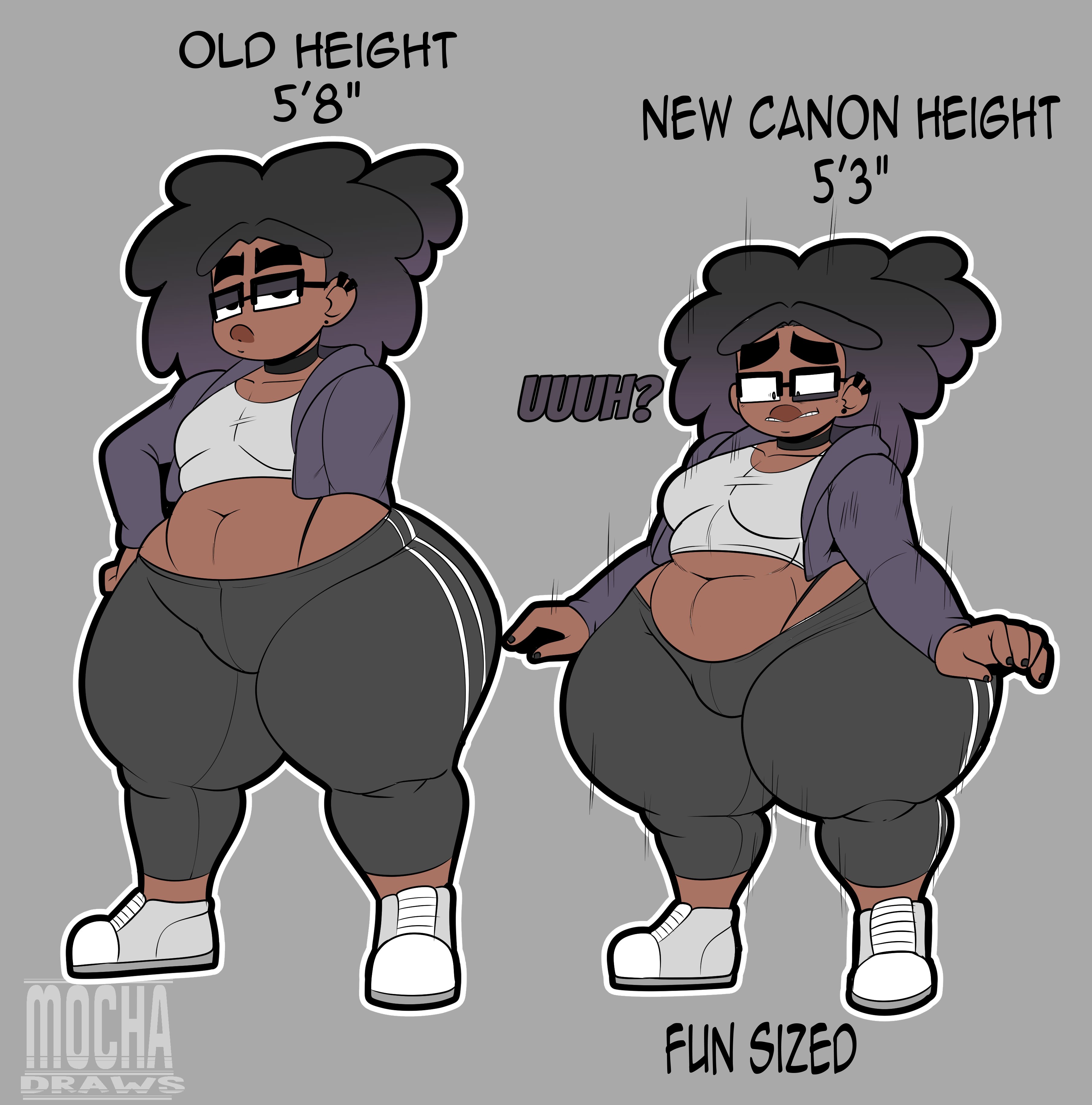 1boy, belly, big ass, big ass (male), big butt, big lips, chris (cross-sama), chubby belly, chubby femboy, clothes, cross samax, dark skin, dark-skinned femboy, dark-skinned male, ear piercing, femboy, girly, huge ass, huge butt, lips, male, male only, oc, original character, redesign, reference sheet, shortstack, size comparison, size difference, size transformation, sole male, thick ass, thick thighs, transformation, wide hips