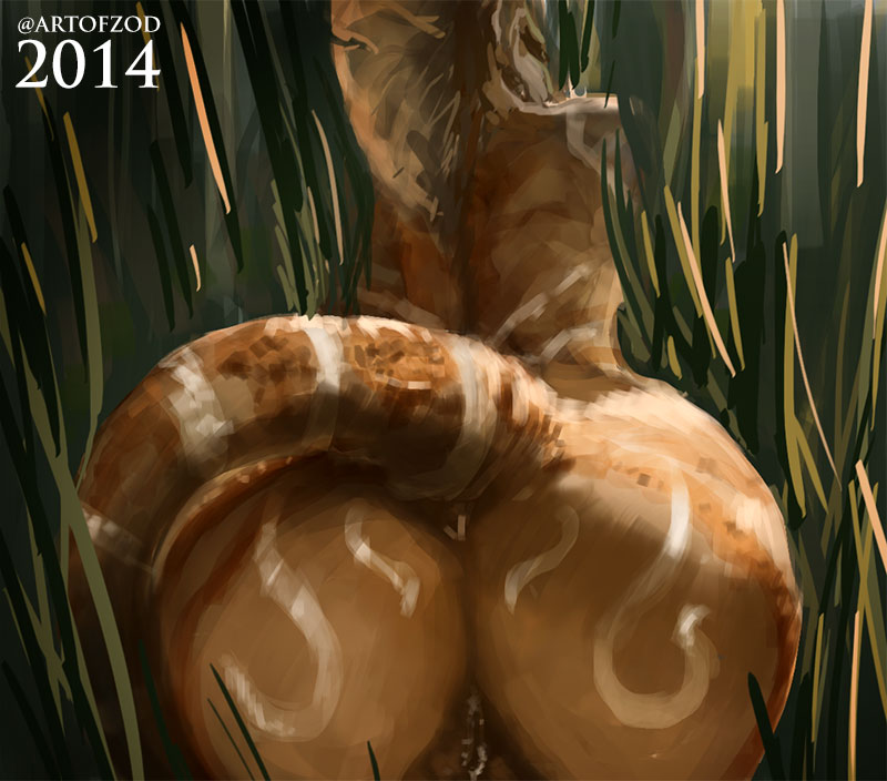 2014 anthro anus artofzod ass bhavfox bushes exposed female lizard markings painting pussy reptile scalie solo tribal voluptuous western_art