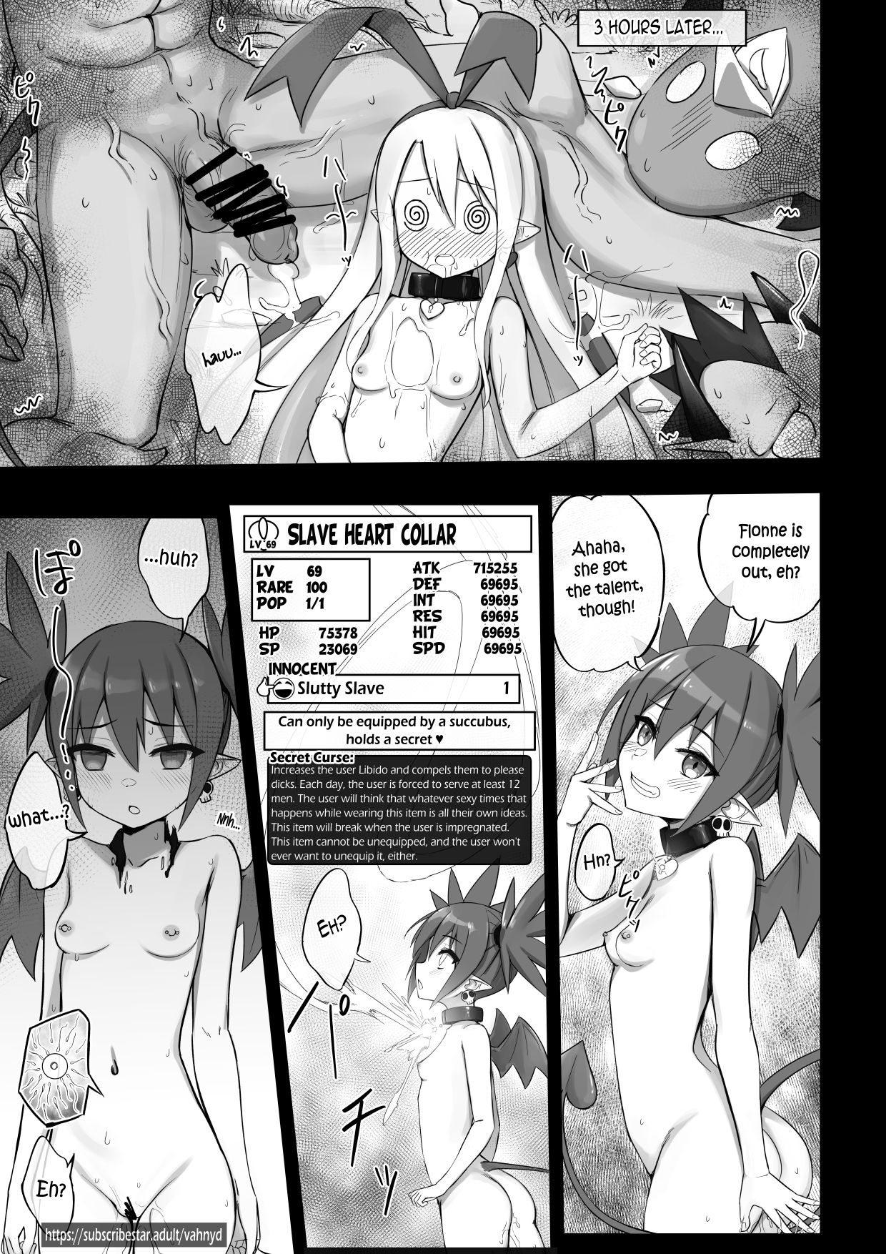 ass, breasts, completely nude, completely nude female, completely nude male, cum, disgaea, disgaea 1, etna, female, flonne, hypnosis, impregnation, licking, male, mind control, nipple piercing, nippon ichi software, penis, prinny, pussy, small breasts, vahn yourdoom