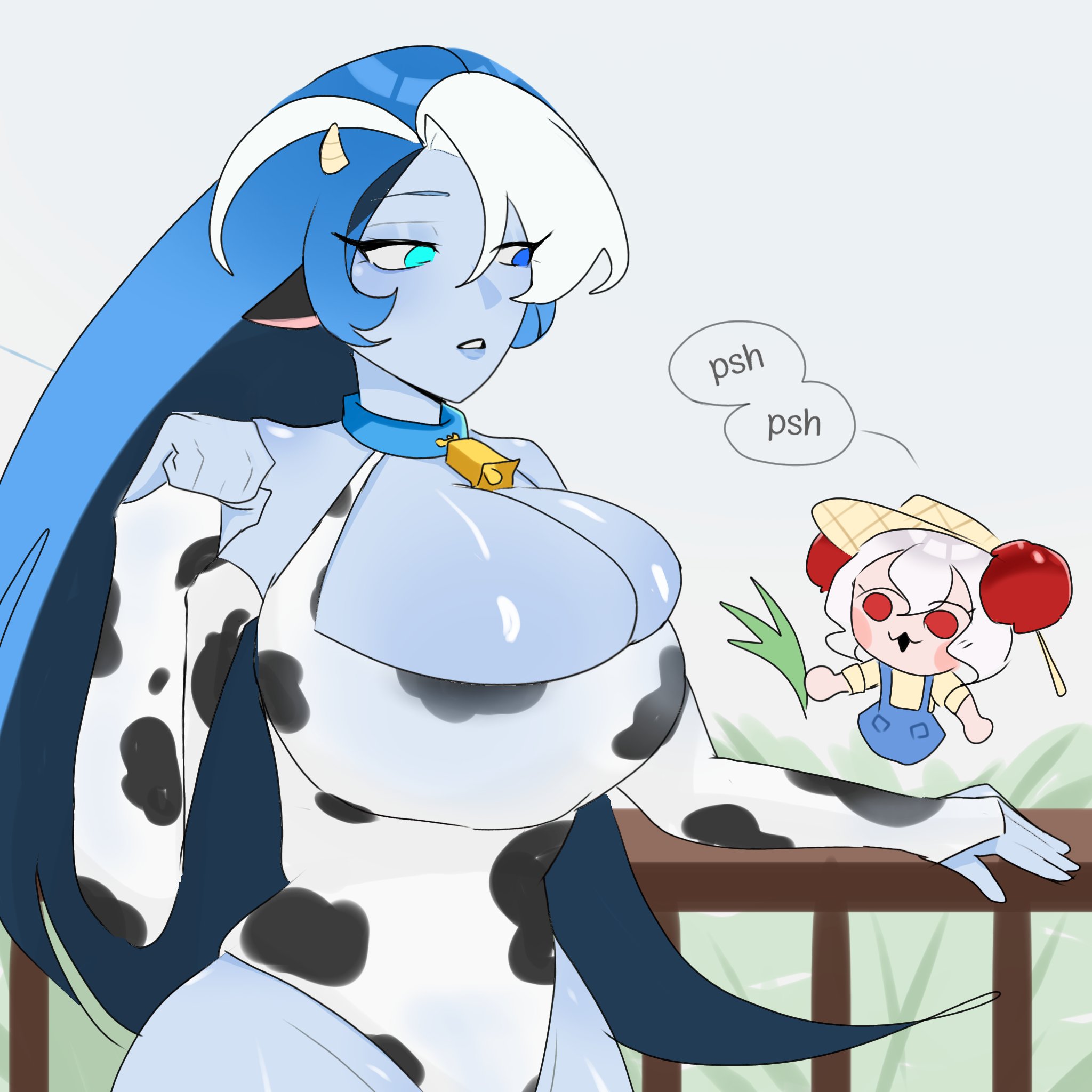 :3, :3d, big breasts, breasts, candy apple cookie, cookie run, cookie run kingdom, cookie run witch's castle, cow print, female, femshadow milk cookie, rule 63, shadow milf cookie, shadow milk cookie, zilvazy
