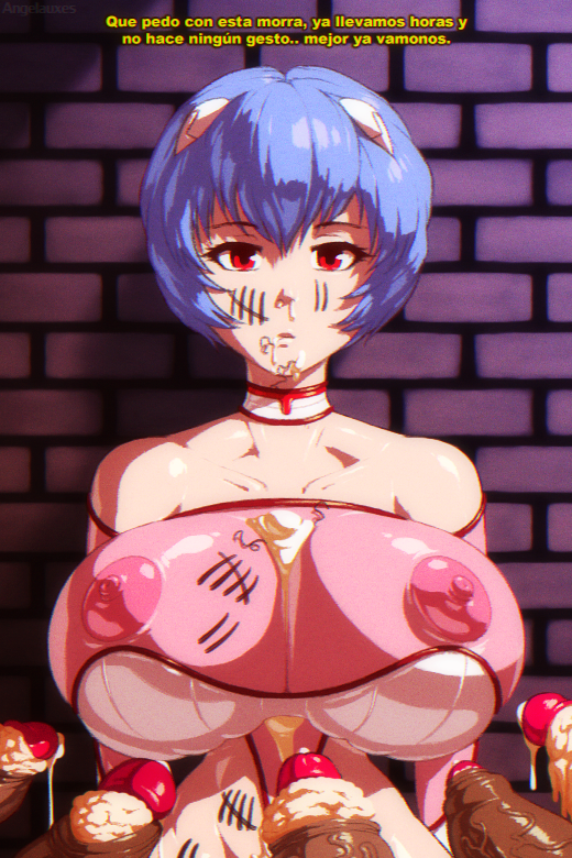 1girls after_fellatio after_sex after_vaginal angelauxes blue_hair body_writing breasts clothing cum cum_on_body cum_on_breasts cum_on_face dark-skinned_male dark_skin emotionless excessive_smegma expressionless female human large_breasts neon_genesis_evangelion nipples nipples_visible_through_clothing pale-skinned_female pale_skin partially_clothed penis red_eyes rei_ayanami see-through see-through_clothing short_hair smegma spanish_text stray_pubic_hair tally tally_mark tally_marks writing_on_body writing_on_breasts writing_on_skin