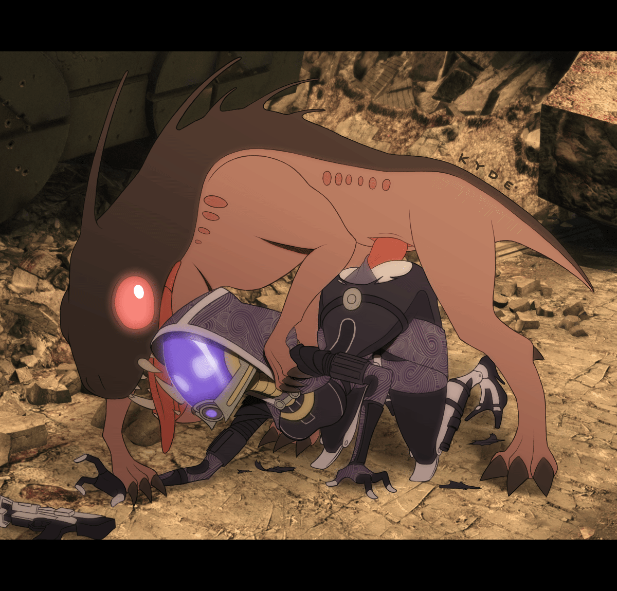 1girls, 2d, alien, alien girl, all fours, anal, animal genitalia, animated, animated gif, breasts, clothed sex, color, doggy style, female, female on feral, feral, frame by frame, from behind, gif, helmet, hood, interspecies, kyde, male, mask, mass effect, monster, panties, penis, pinned, pinned down, quarian, questionable consent, rape, ripped clothing, sex, suit, tali'zorah nar rayya, torn clothes, varren, zoophilia