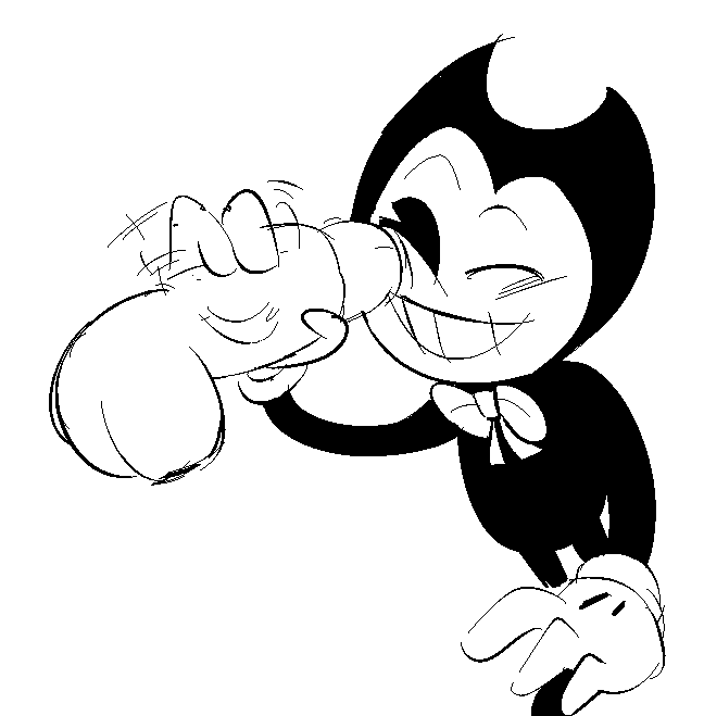 2017 2boys bendy bendy_and_the_ink_machine black_body gay ink inky male male_only penis toony unknown_artist white_background yaoi