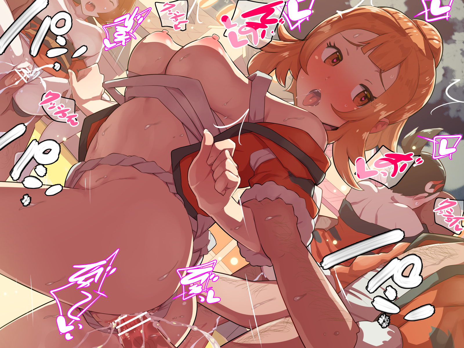3boys, 3girls, akari (pokemon), areolae, arezu (pokemon), ass, black hair, blush, boris (noborhys), breasts, censor bar, censored, closed eyes, clothed sex, cum, cum in pussy, cum inside, cum on thighs, female, female penetrated, genital fluids, grabbing from behind, has uncensored version, hinatsu (pokemon), looking back, mai (pokemon legends), male, medium breasts, moaning, nintendo, nipples, orange eyes, orange hair, penis, pokemon, pokemon legends: arceus, pussy, red hair, rei (pokemon), sex, short hair, shou (pokemon), sweat, teru (pokemon), vaginal penetration, vaginal sex, yone (pokemon)