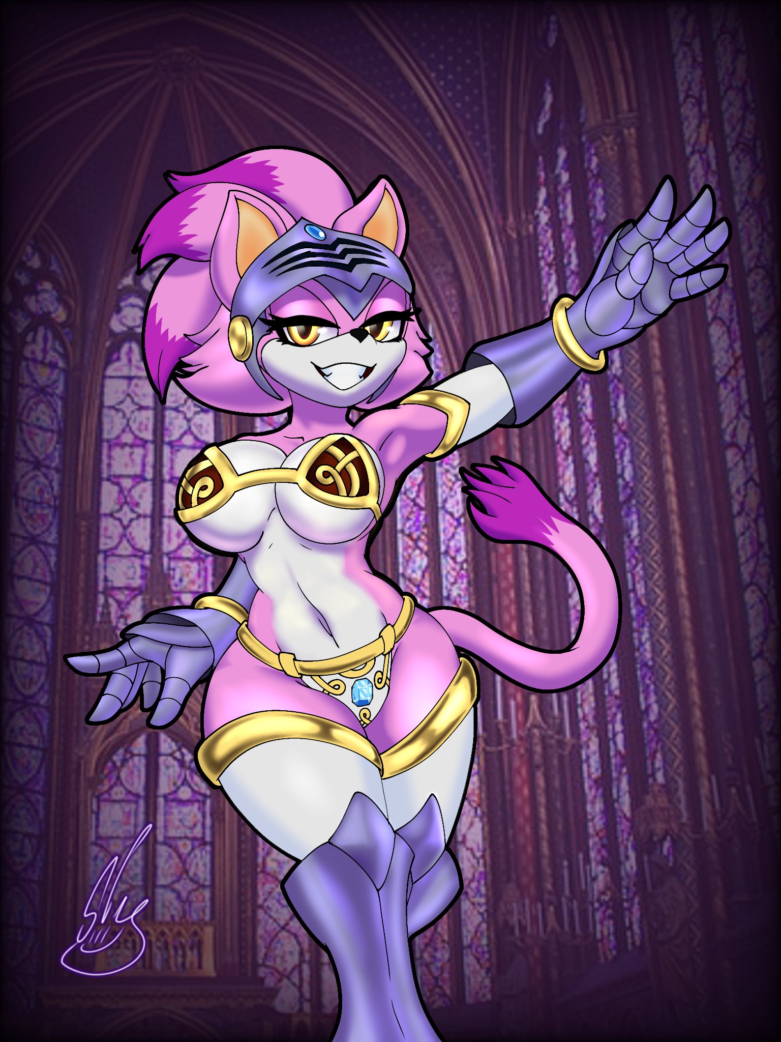 anthro, barely sly, blaze the cat, female, sir percival (sonic and the black knight), sonic (series), sonic the hedgehog (series)