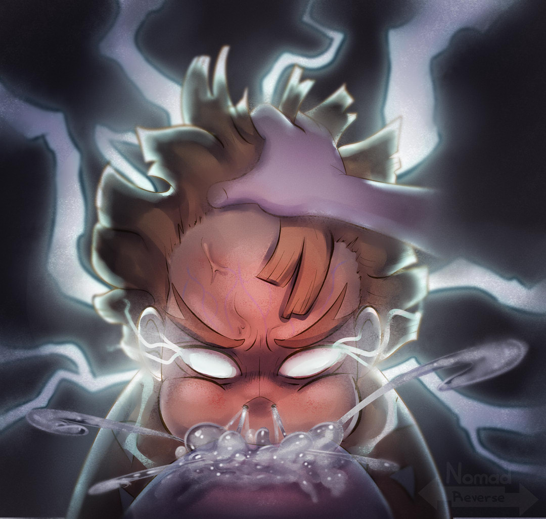 :>=, 1boy, 1futa, angry dragon, canon couple, cum, cum explosion, cum in mouth, cum out nose, cum overflowing, deepthroat, demon slayer, futa on male, futanari, human, intersex, irrumatio, kamado nezuko, kimetsu no yaiba, light skin, light-skinned futa, light-skinned male, lightning, male, male focus, nomad reverse, pale skin, solo focus, zenitsu agatsuma