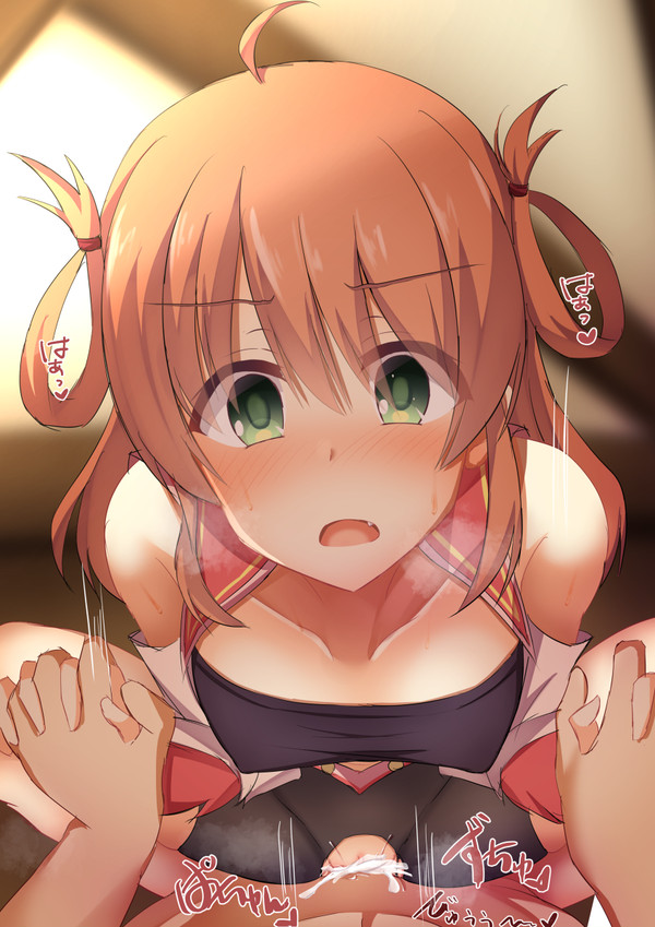 1girls breathing cum_inside embrace female green_eyes inosaki_rino light_brown_hair male missionary_position princess_connect! princess_connect!_re:dive rino_(princess_connect!) sweatdrop