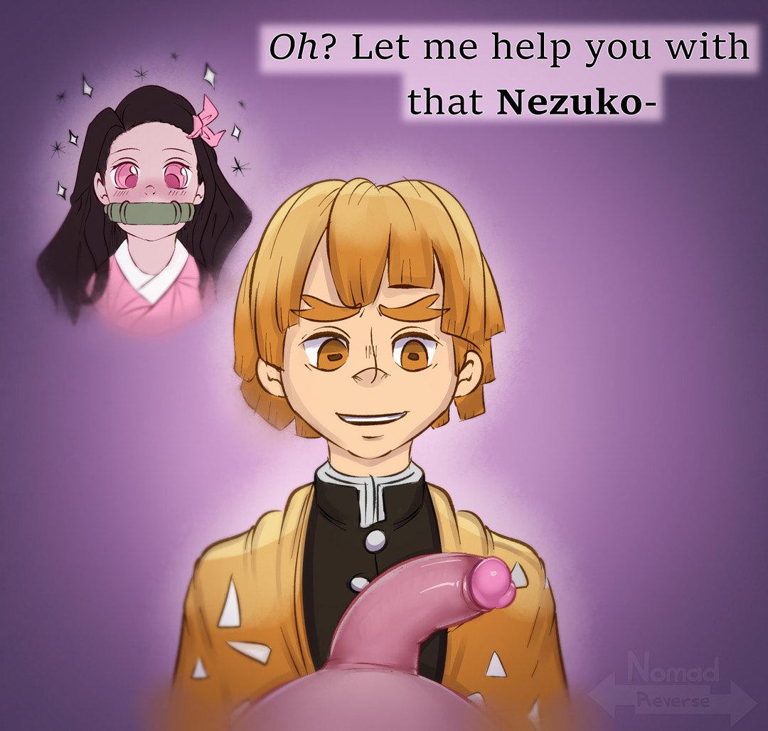 1boy, 1futa, canon couple, demon slayer, flaccid, flaccid penis, focus on penis, futa on male, futanari, haori, human, intersex, kamado nezuko, kimetsu no yaiba, light skin, light-skinned futa, light-skinned male, male, male focus, nomad reverse, pale skin, penis, solo focus, zenitsu agatsuma