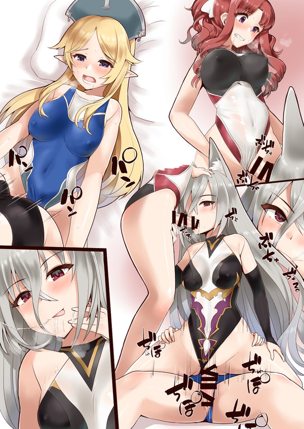 1girls 2futas akino_(princess_connect!) animal_ears ayase_yukari big_penis blonde_hair breasts clothed clothing elf erection fellatio female femdom fox_ears fox_girl futa_on_female futa_sans_balls futanari futasub grey_hair human humanoid kaiser_(princess_connect!) kemonomimi leotard light-skinned_female light-skinned_futanari light_skin long_ears long_hair minase_(takaoka_nanase) mostly_clothed oral pale_skin penis princess_connect! princess_connect!_re:dive red_hair senri_mana sex silver_hair swimsuit takaoka_nanase toudou_akino tōdō_akino vaginal_penetration white_hair yukari_(princess_connect!)