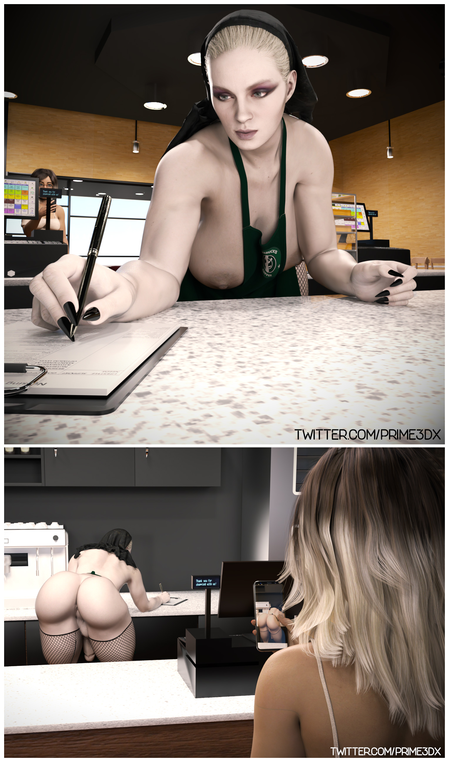 1futa, 1girls, 2girls, 3d, areolae, balls, big breasts, breasts, capcom, comic, edit, erection, exhibition, exhibitionism, exhibitionist, female, flashing, futanari, intersex, large breasts, meme, mother miranda (resident evil), nipples, penis, prime3dx, public, public exposure, public nudity, resident evil, resident evil 8: village, testicles