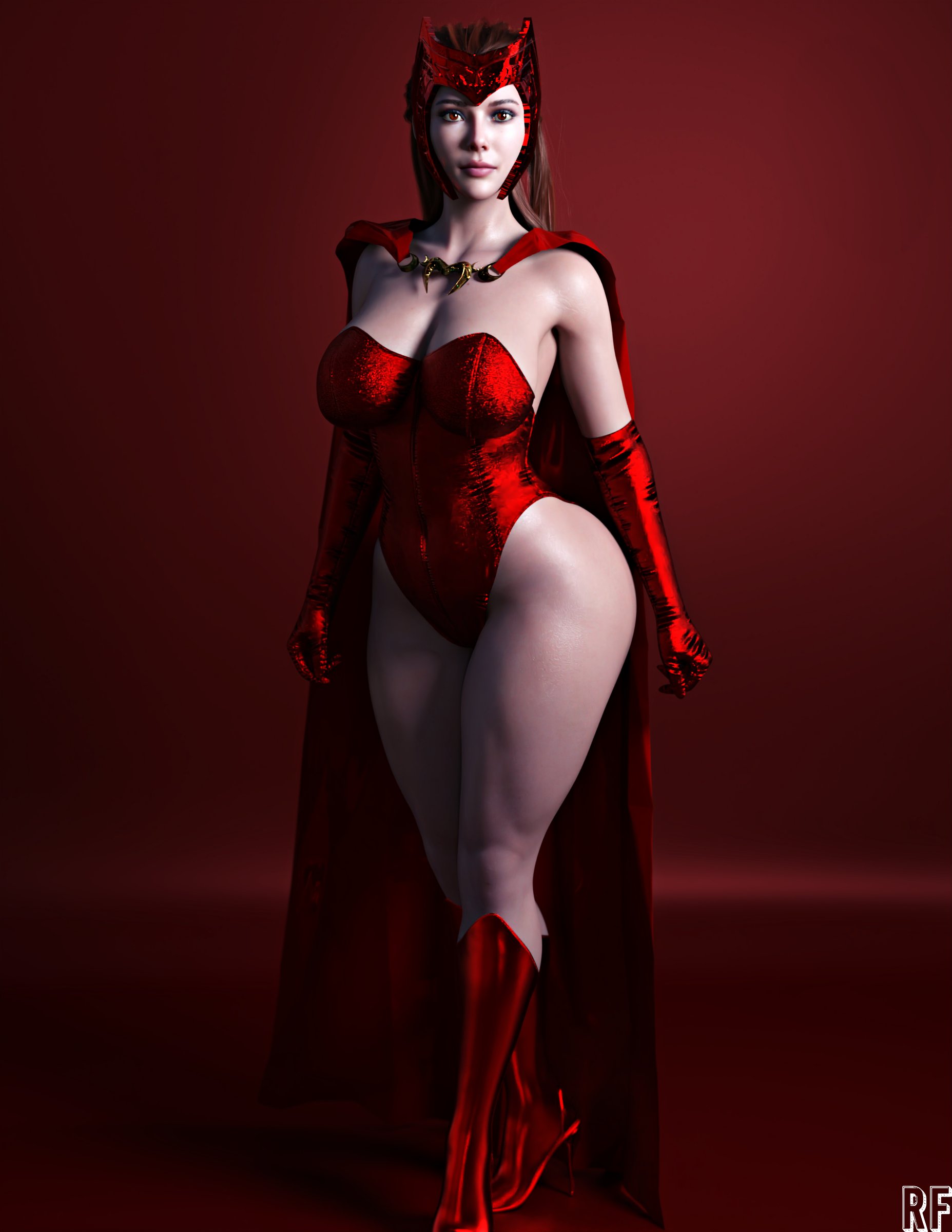 1girls, 3d, avengers, big breasts, breasts, elizabeth olsen, female, female only, large breasts, marvel, marvel comics, mutant (marvel), rude frog, scarlet witch, solo, superheroine, thick thighs, wanda maximoff, wide hips, x-men