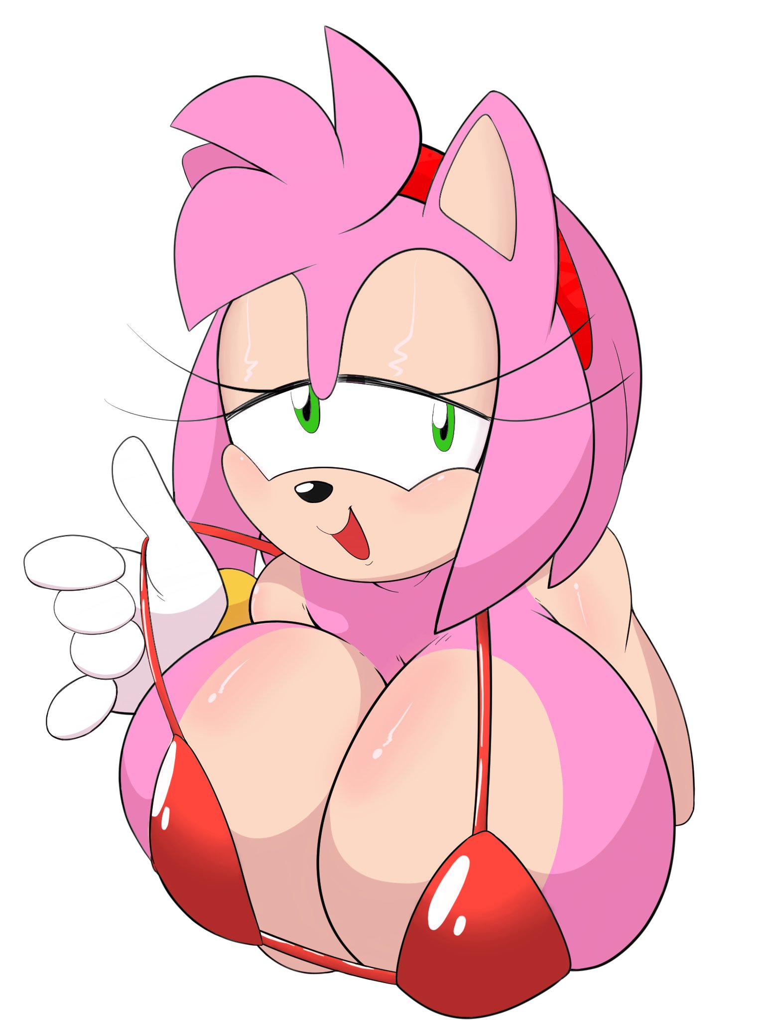 1girls, amy rose, anthro, big breasts, bikini, breasts, female, female only, fullmetalsketch, furry, green eyes, huge breasts, large breasts, looking at viewer, red bikini, sega, solo, sonic (series), sonic the hedgehog (series)